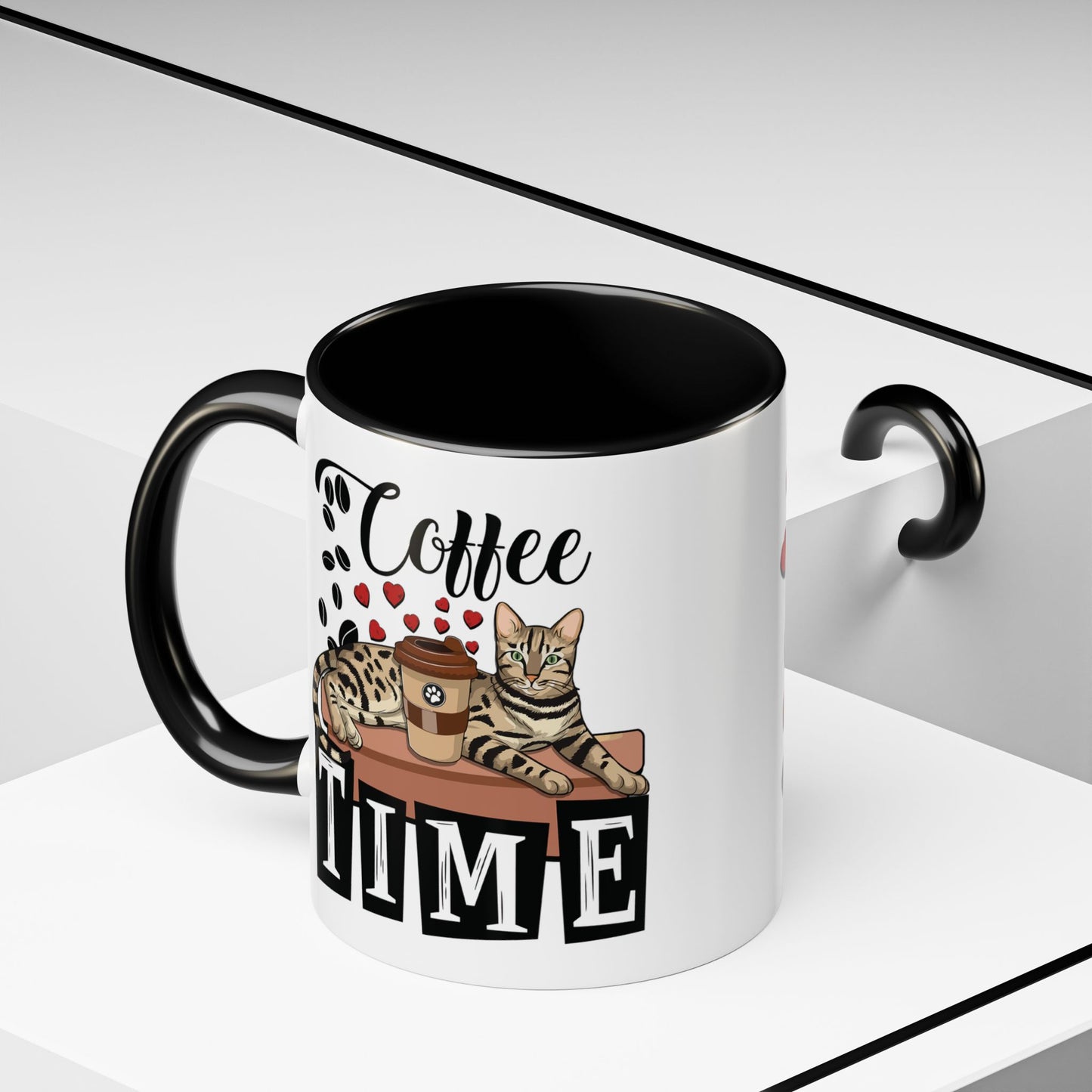 Coffee Beans & Love Hearts Accent Mug
