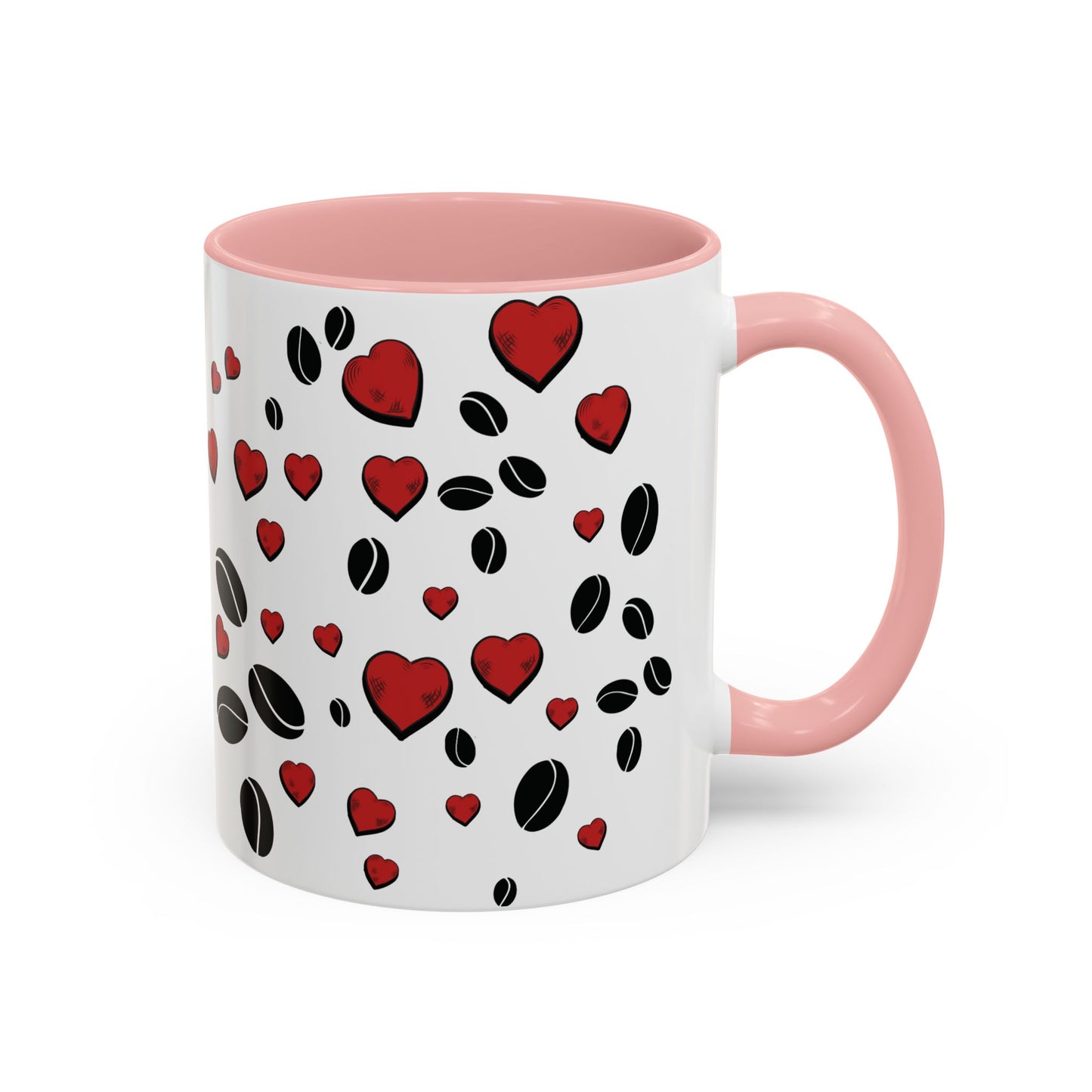 Coffee Beans & Love Hearts Accent Mug