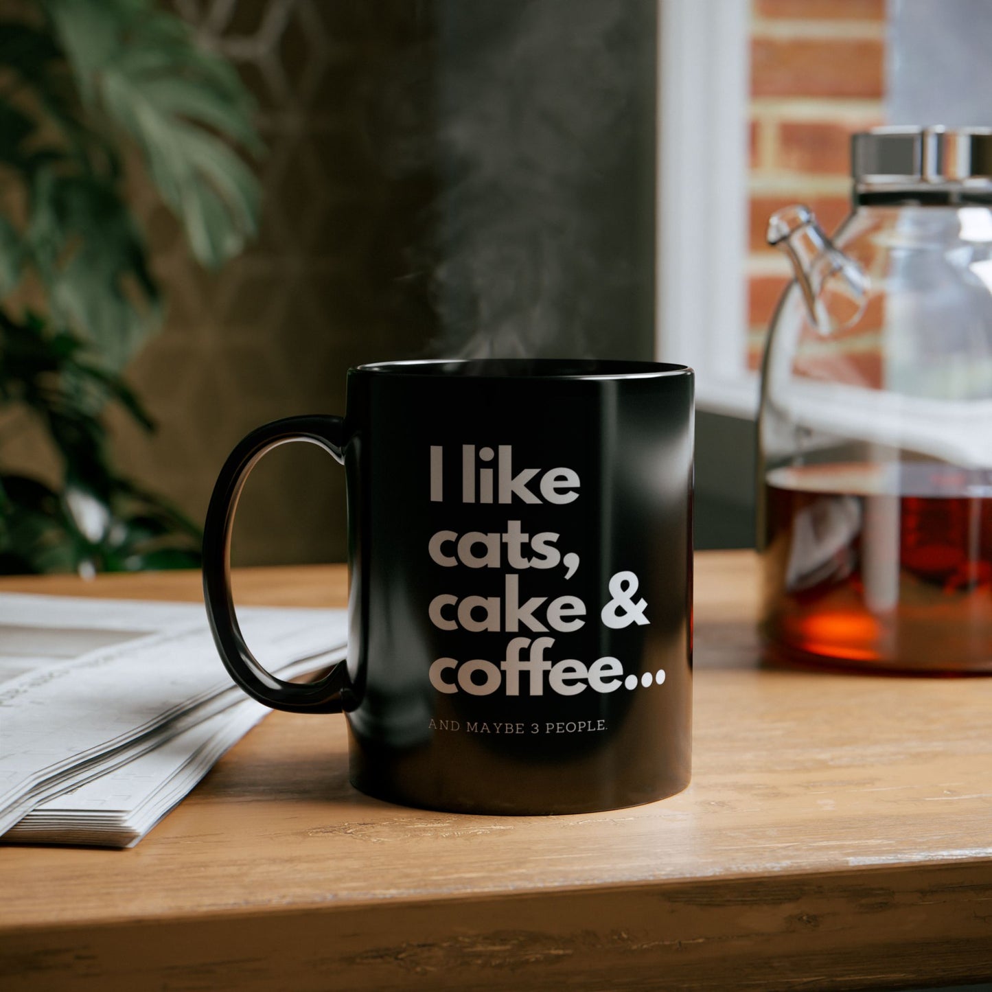 Cats, Cake & Coffee Black Mug