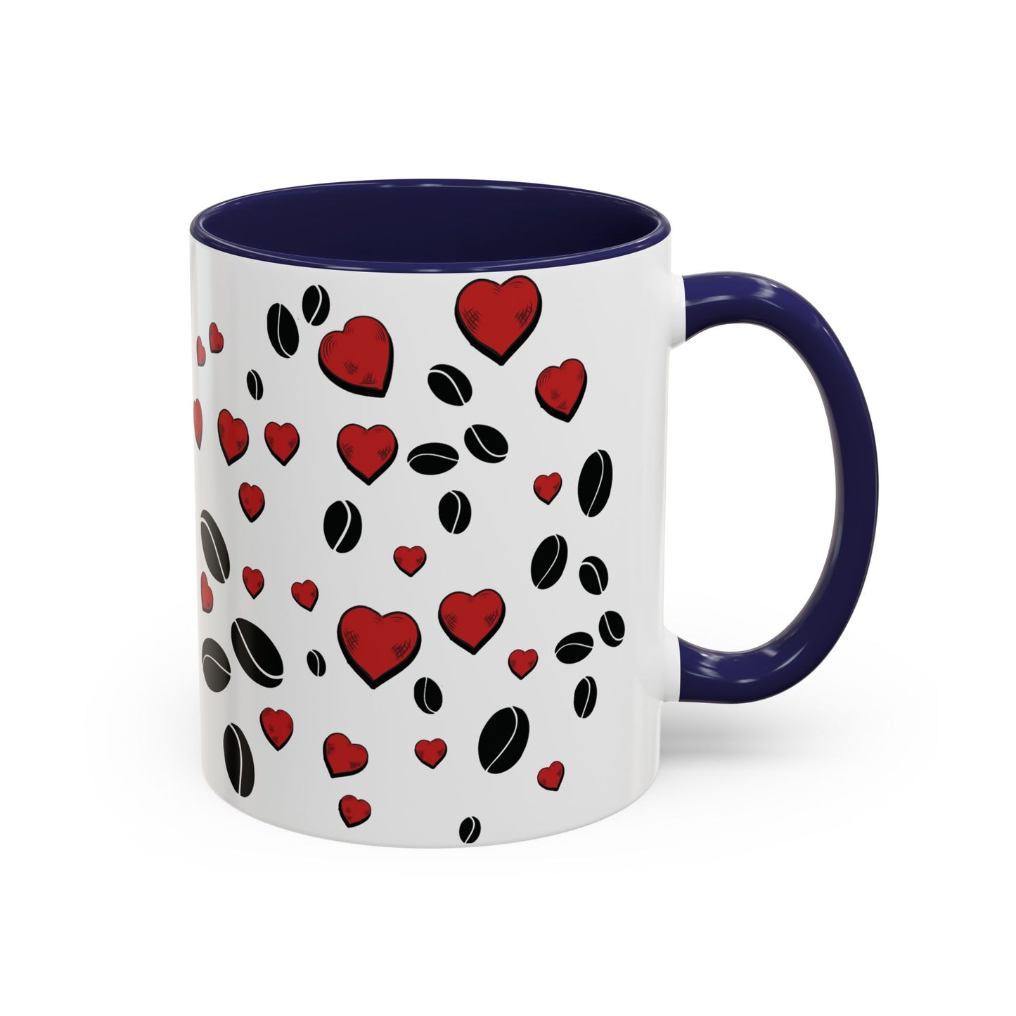 Coffee Beans & Love Hearts Accent Mug
