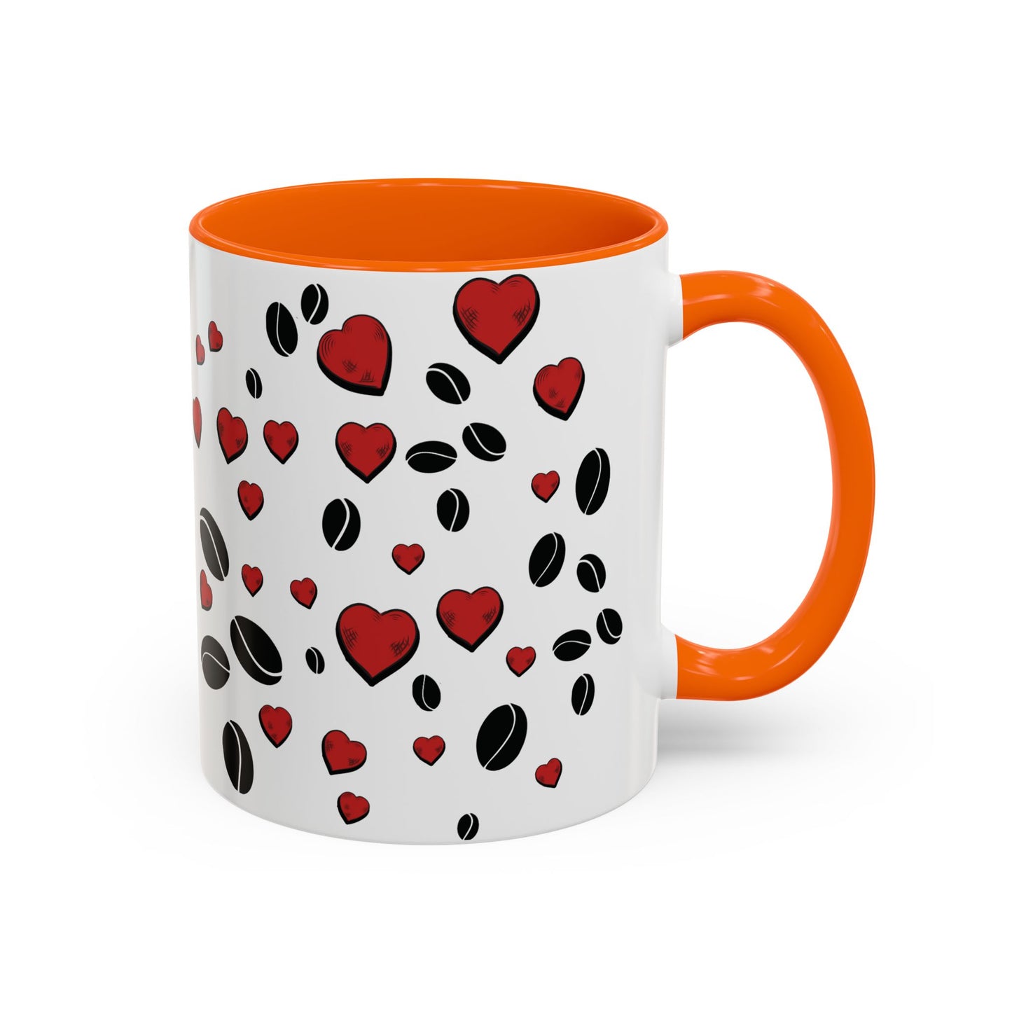 Coffee Beans & Love Hearts Accent Mug
