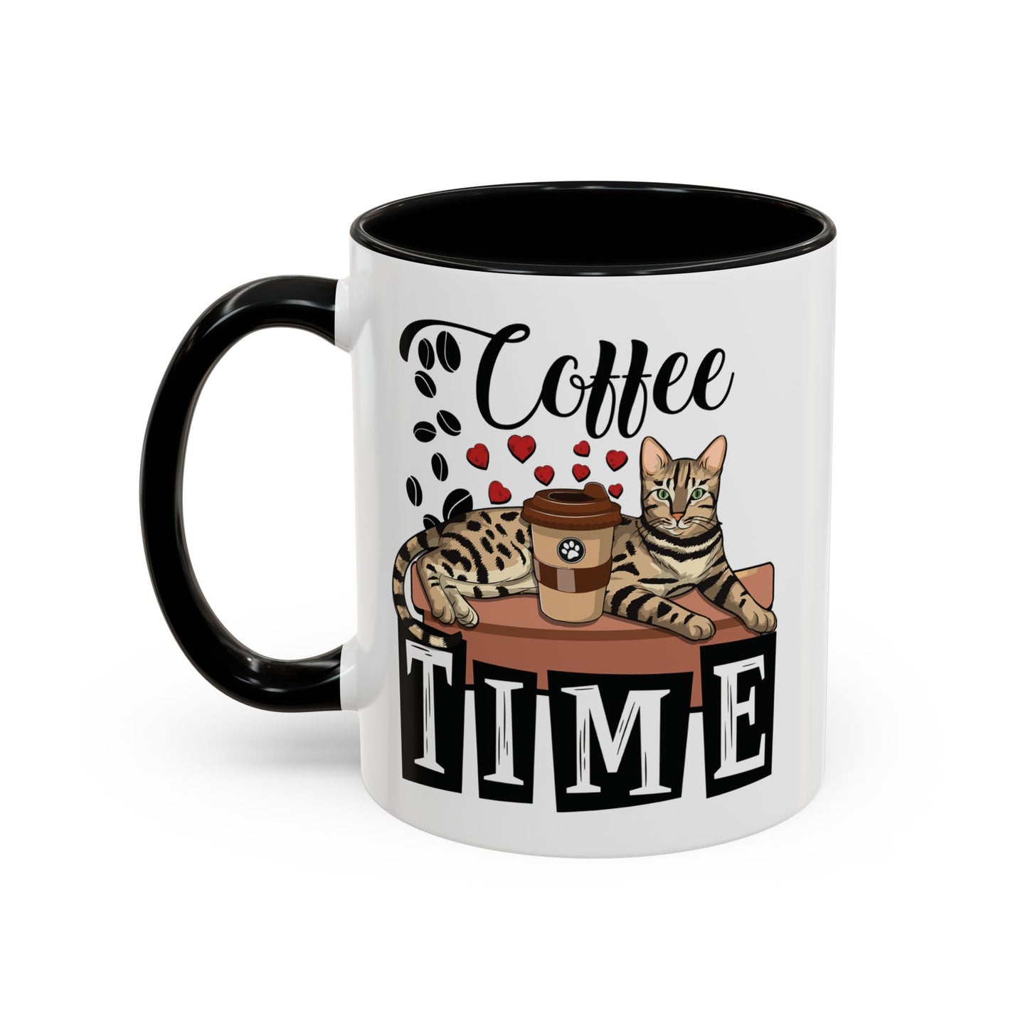 Coffee Beans & Love Hearts Accent Mug
