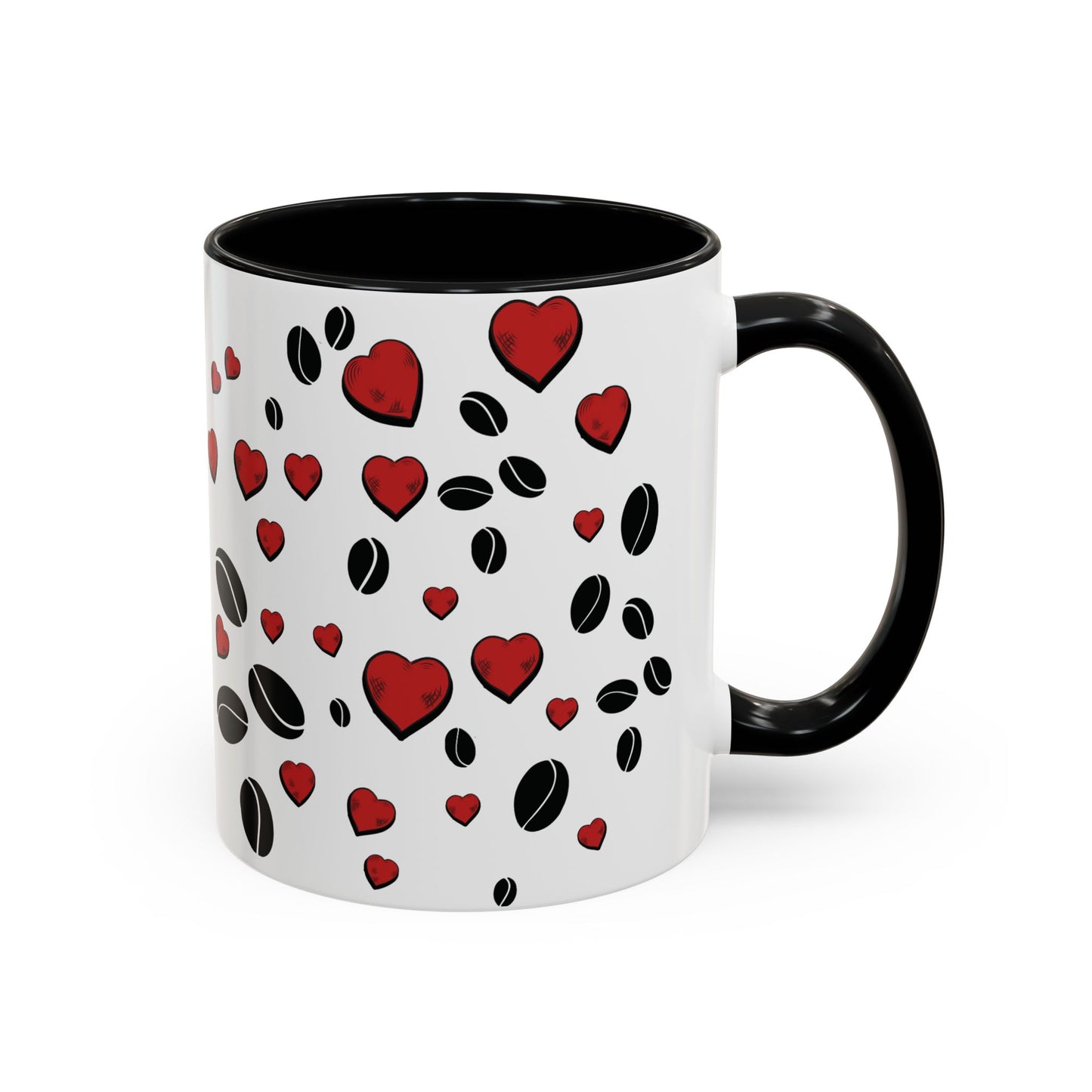 Coffee Beans & Love Hearts Accent Mug