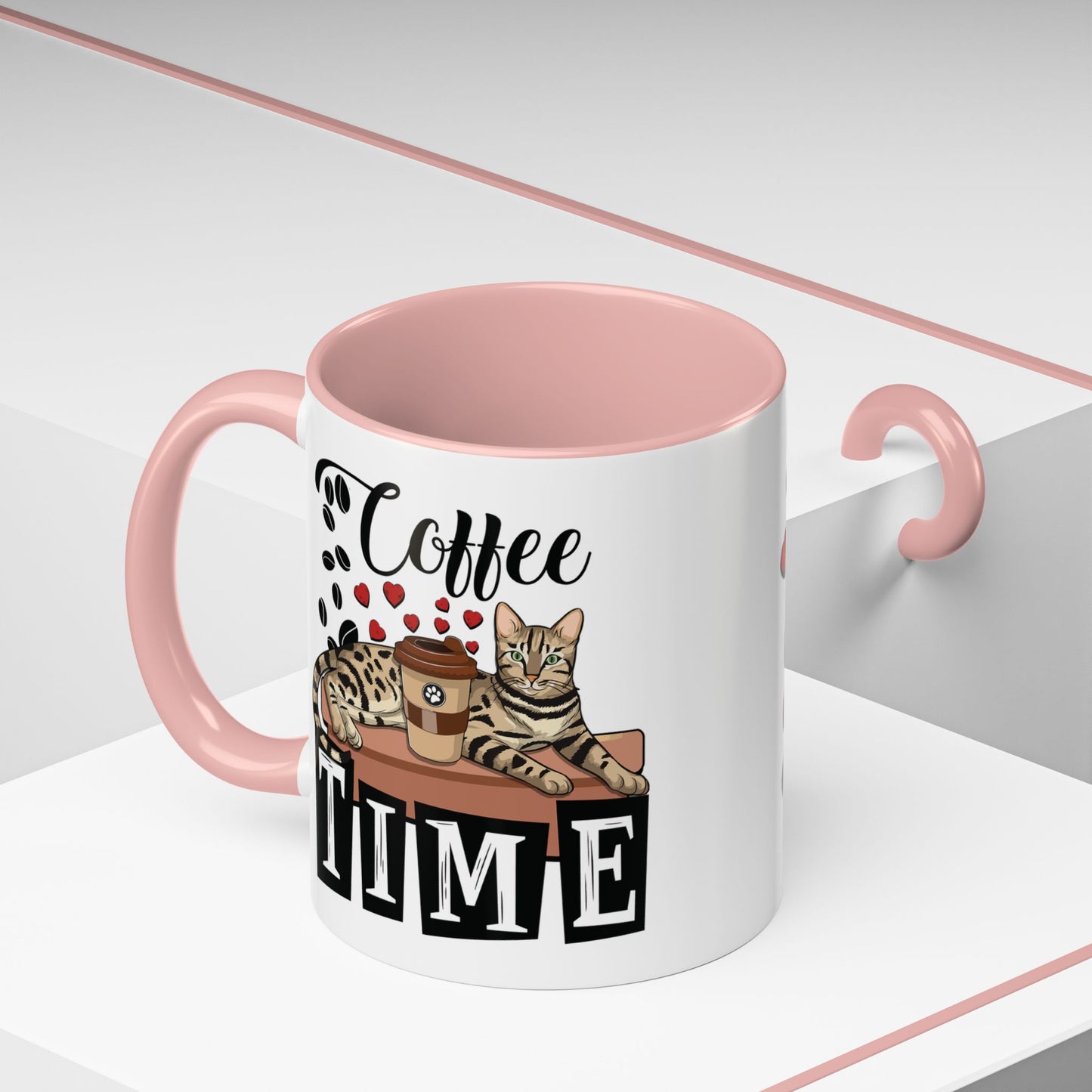 Coffee Beans & Love Hearts Accent Mug