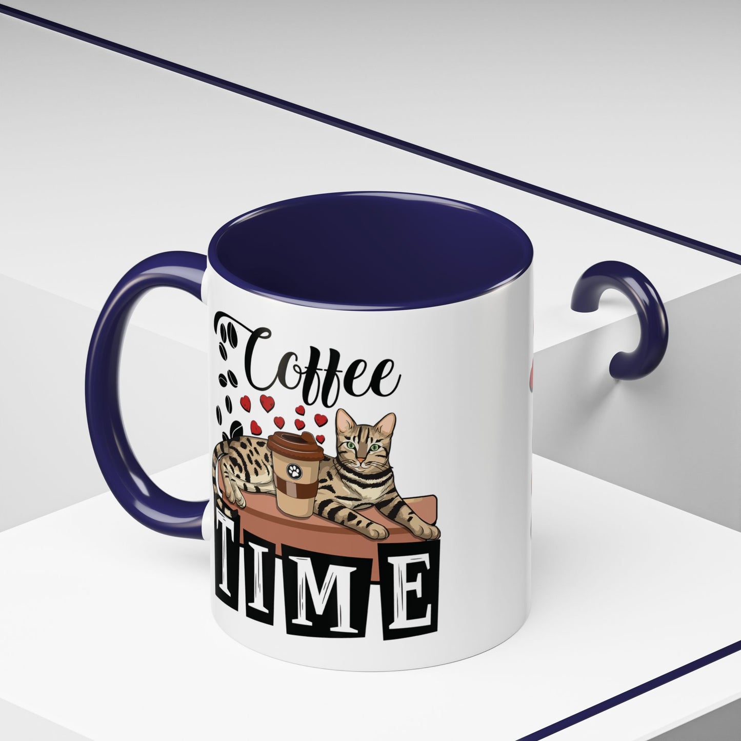 Coffee Beans & Love Hearts Accent Mug