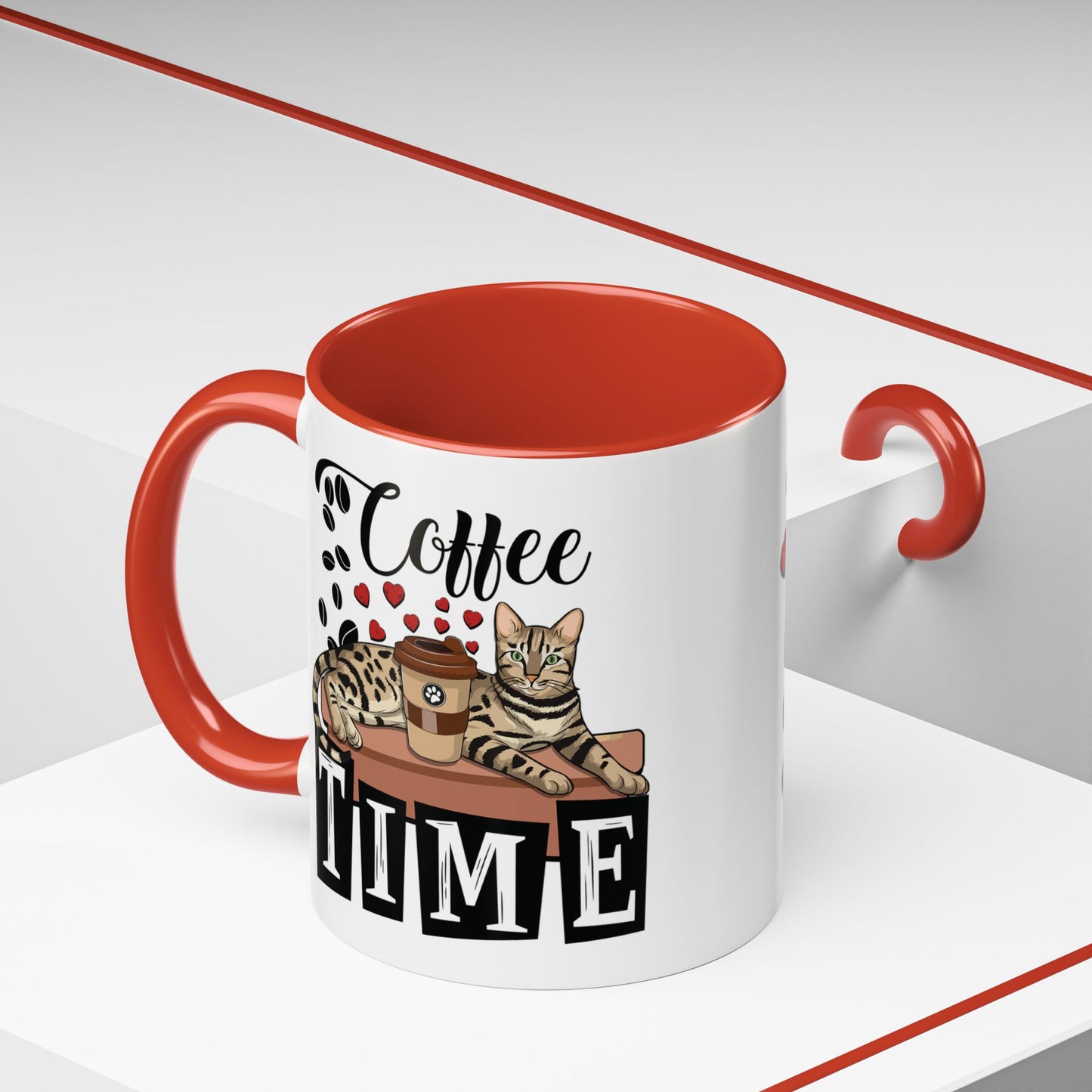 Coffee Beans & Love Hearts Accent Mug