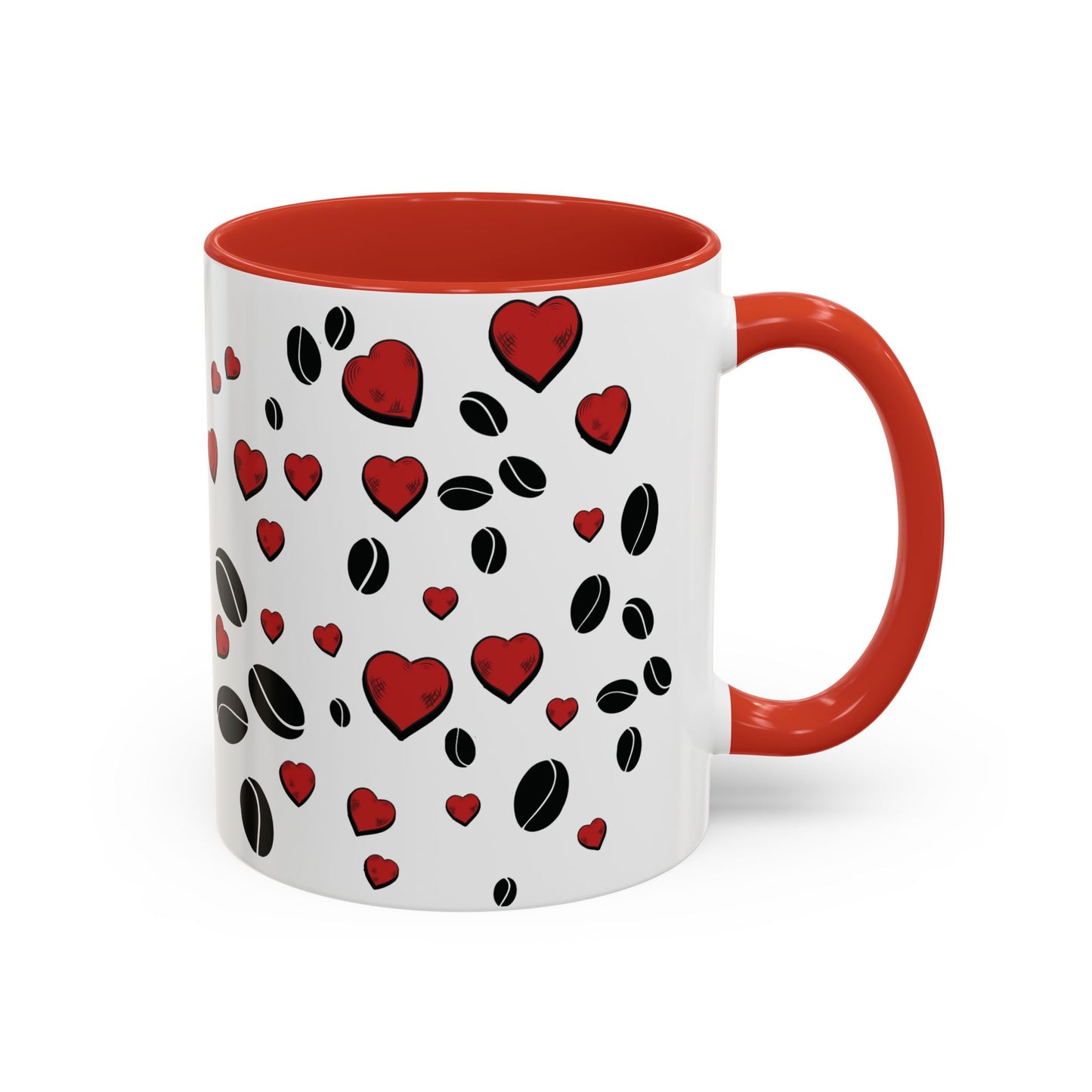 Coffee Beans & Love Hearts Accent Mug