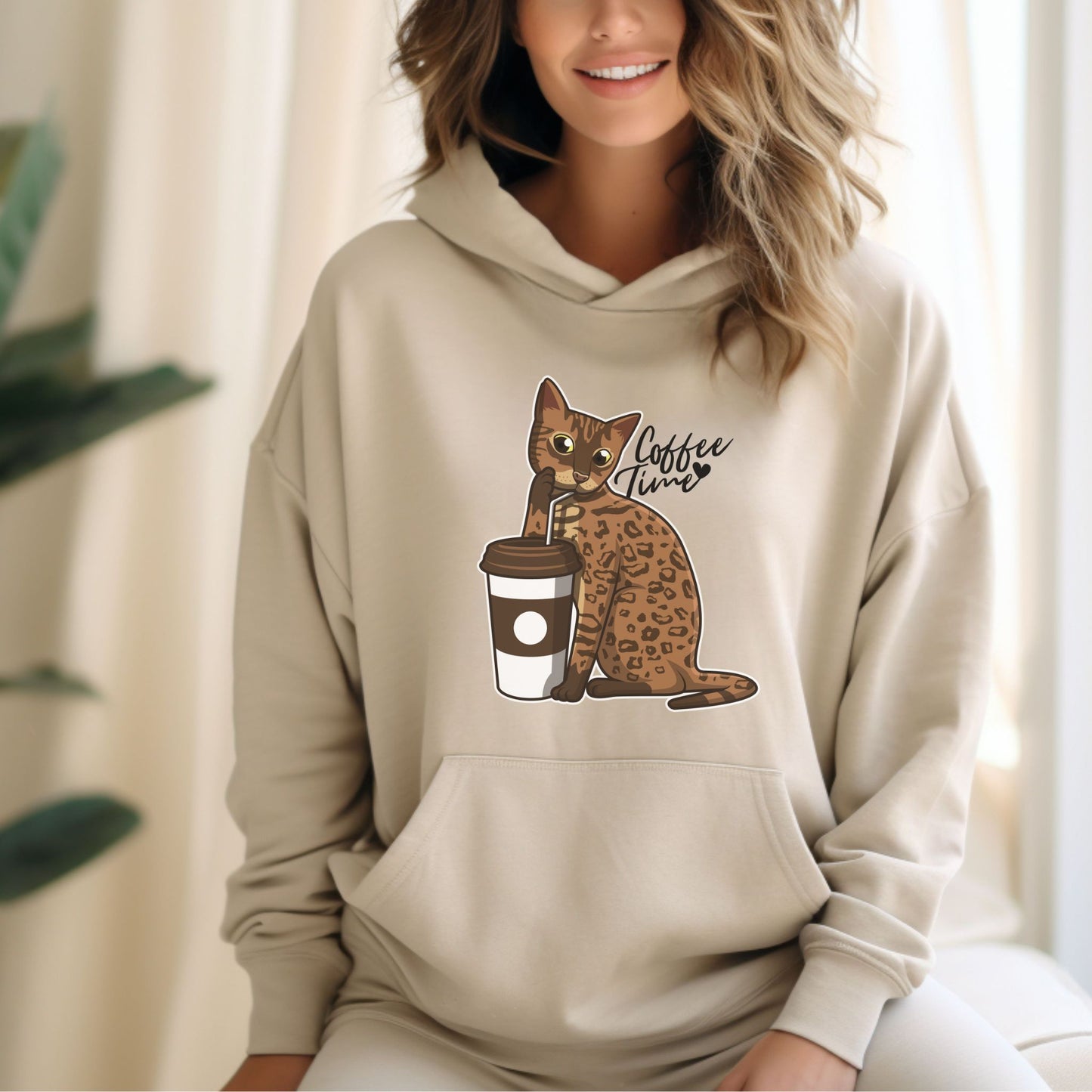 Sand Drinking Cat Hooded Sweatshirt Unisex