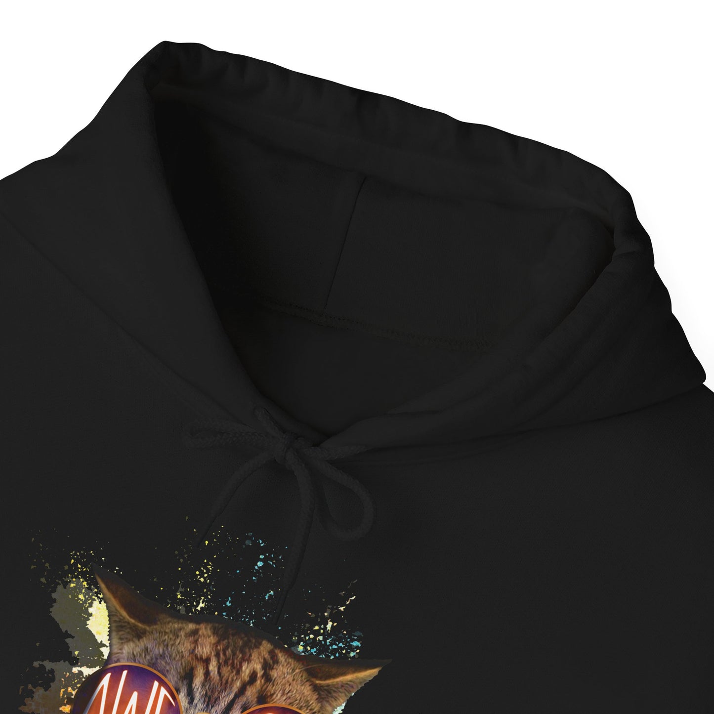 Black Awesome Cat Themed Hooded Sweatshirt Unisex