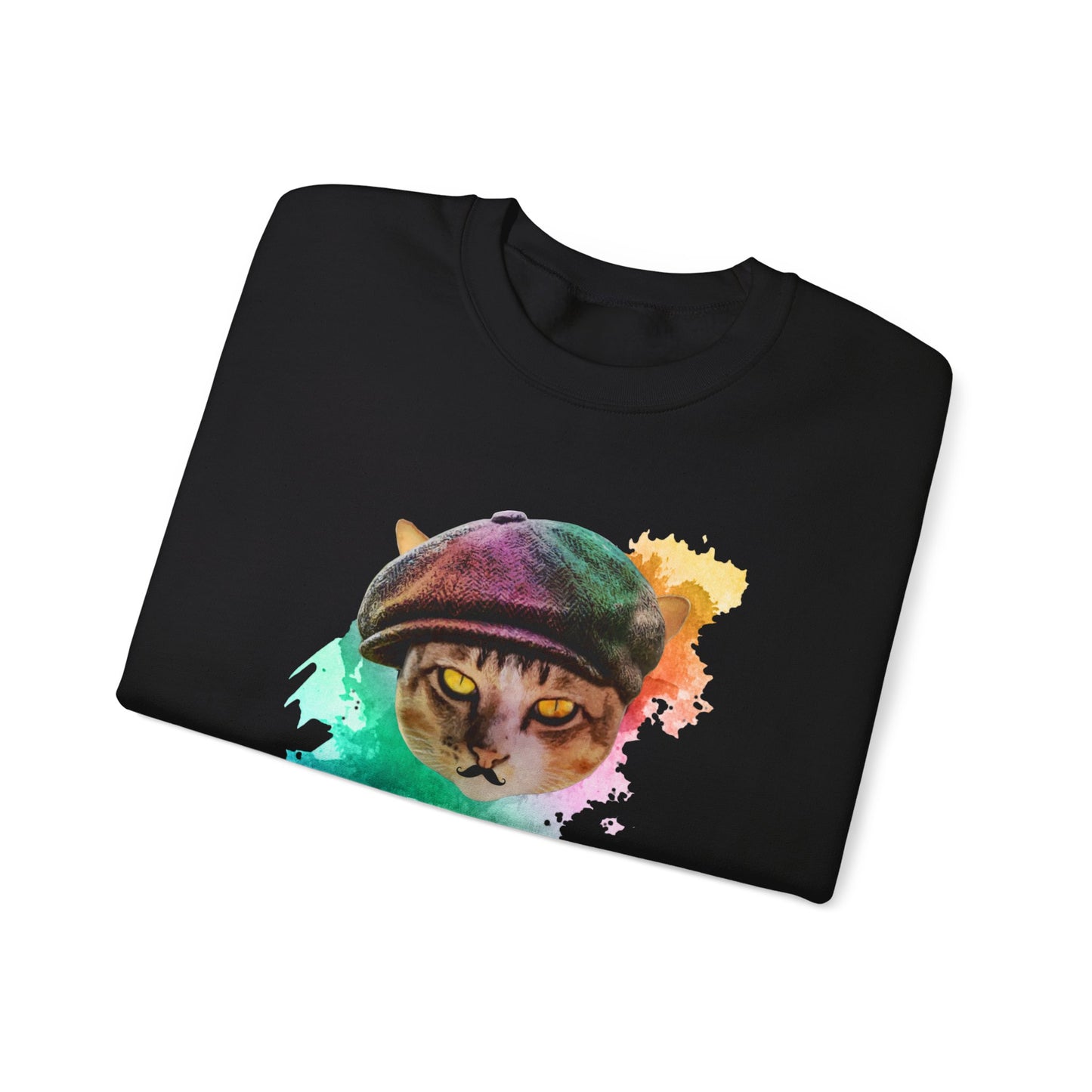 Black Baker Boy Cat Themed Crewneck Unisex Sweatshirt