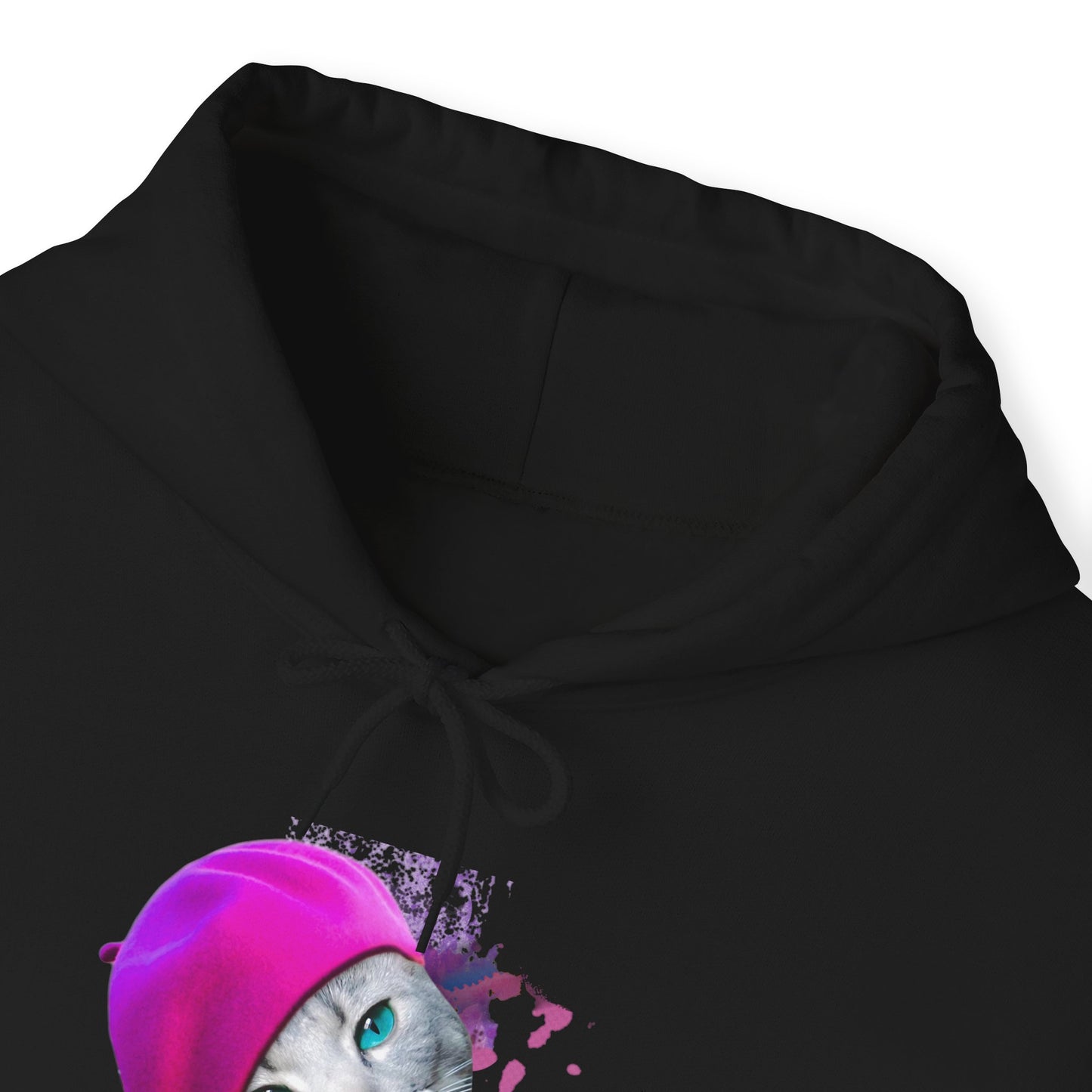 Black Beret_Girl_Cat_Themed_Hooded_sweatshirt