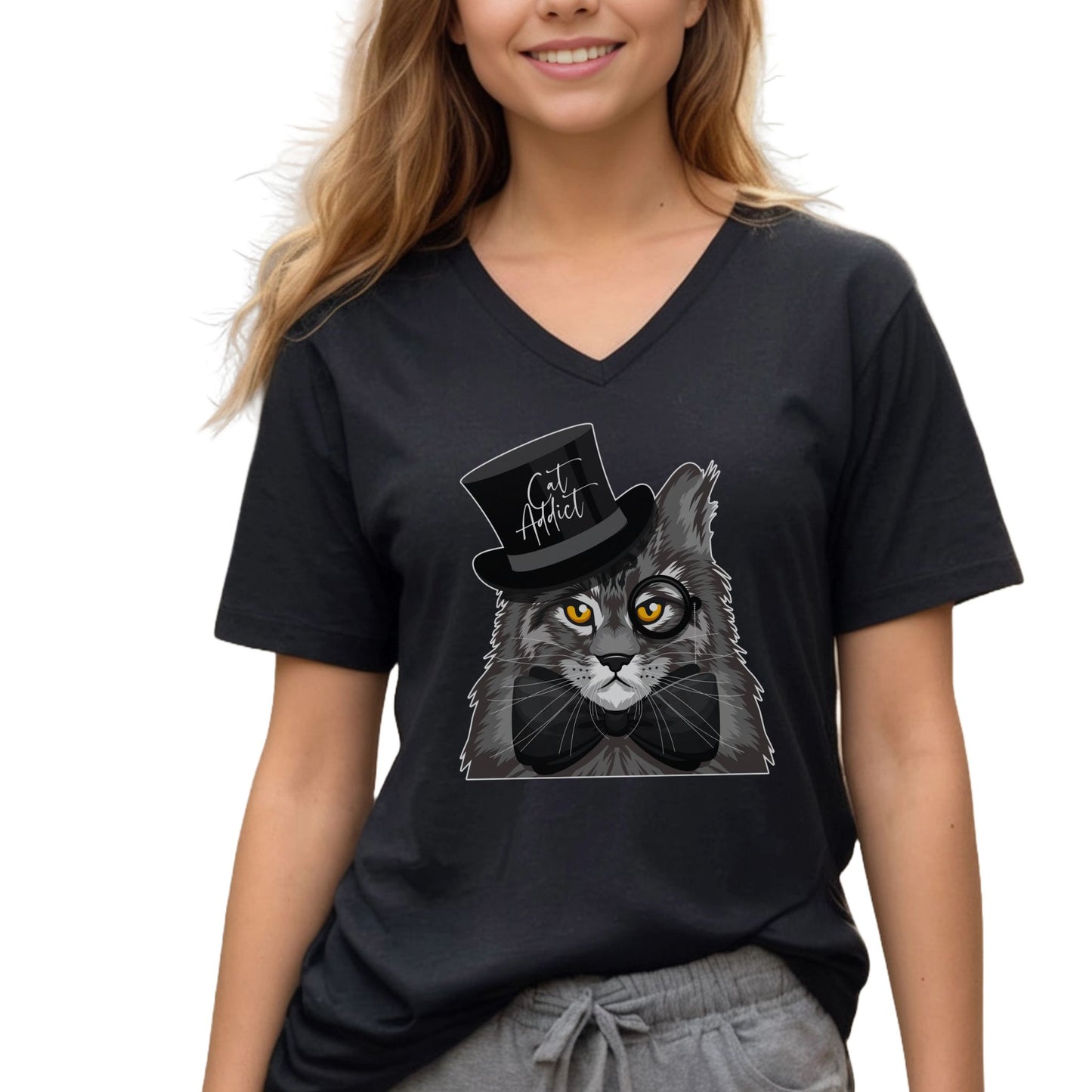 Black Cat Addict T-Shirt Maine Coon