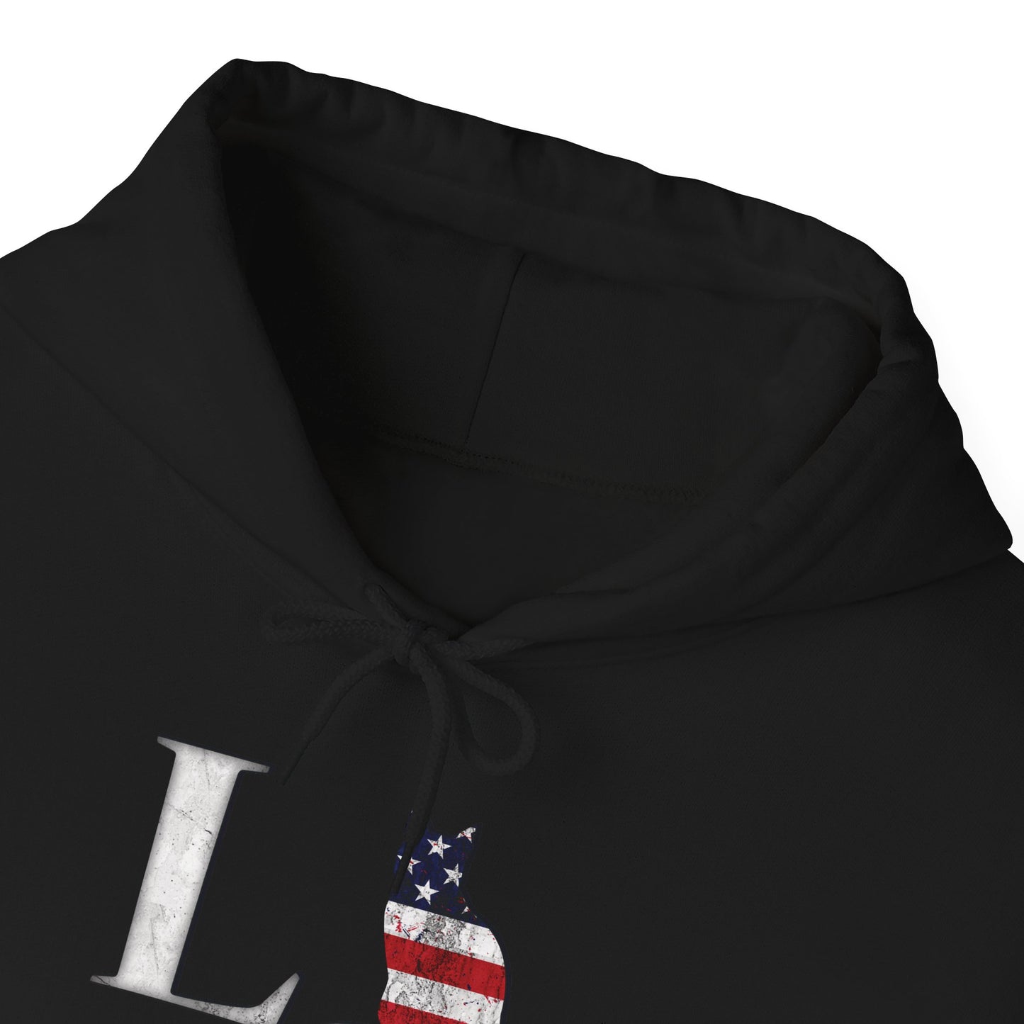 Black Cat Themed Love USA Hooded Sweatshirt Unisex