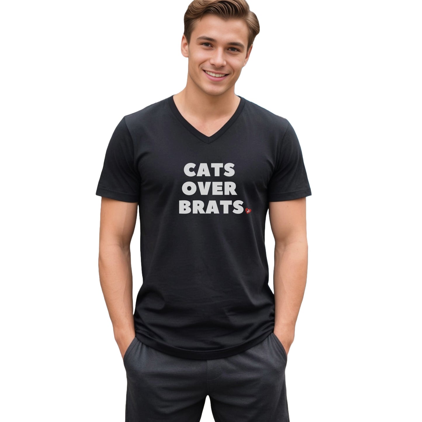 Black Cats Over Brats V-Neck T-Shirt