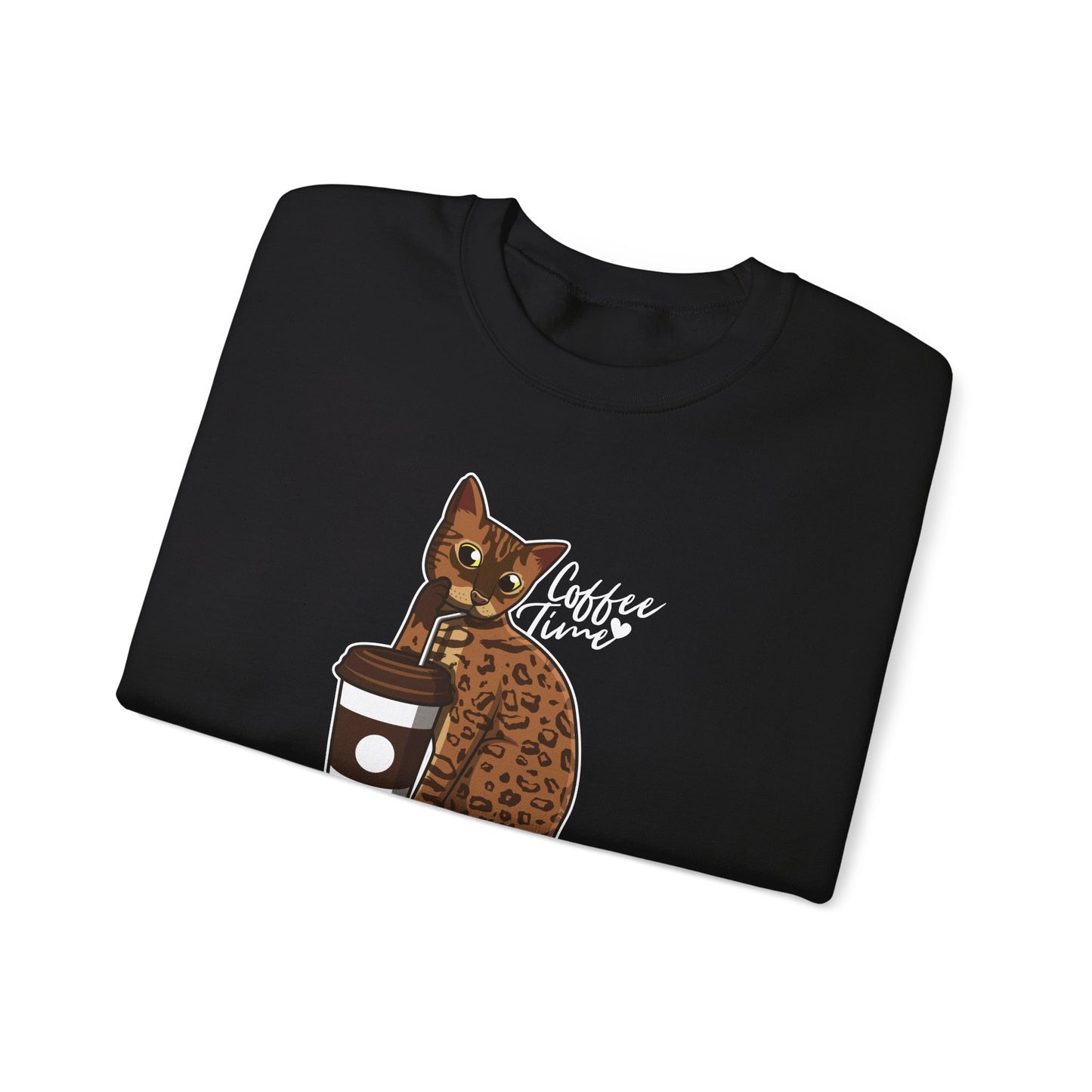Black Drinking Bengal Cat Unisex Sweatshirt