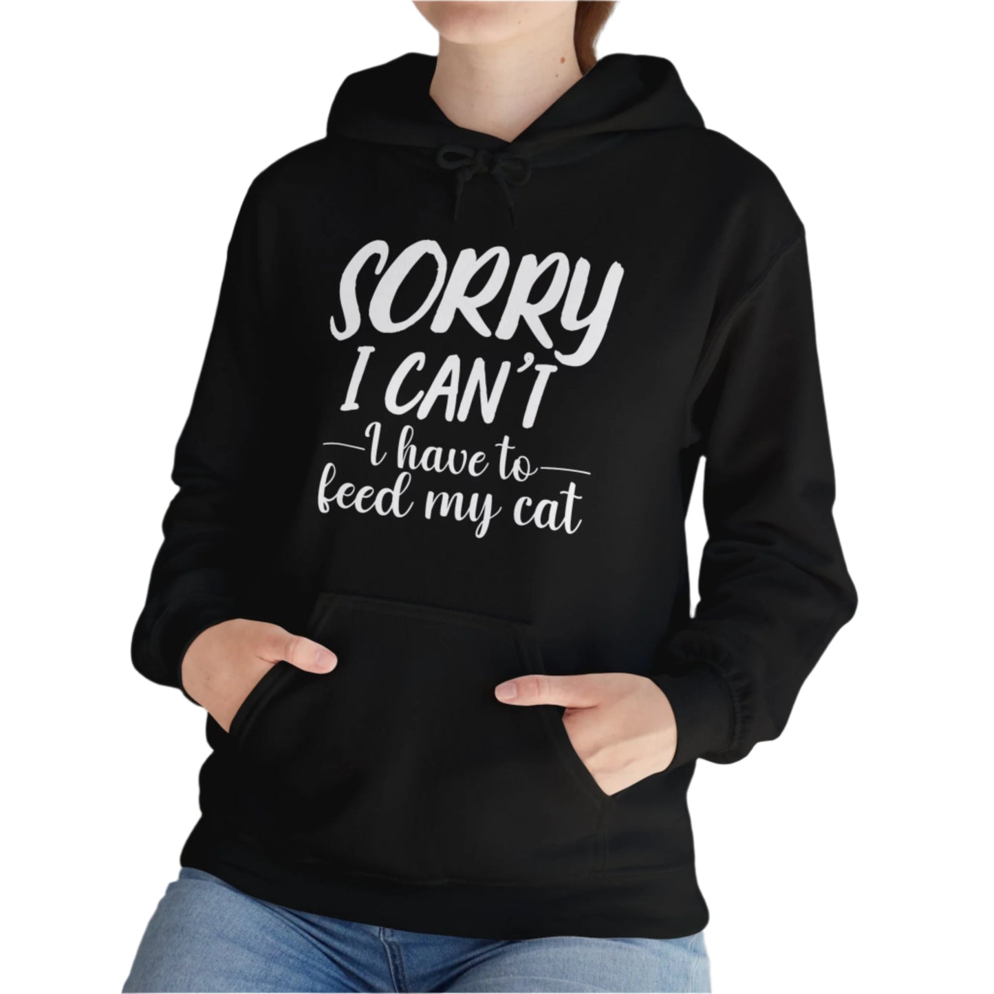 Black Feed My Cat Hooded Sweatshirt Unisex