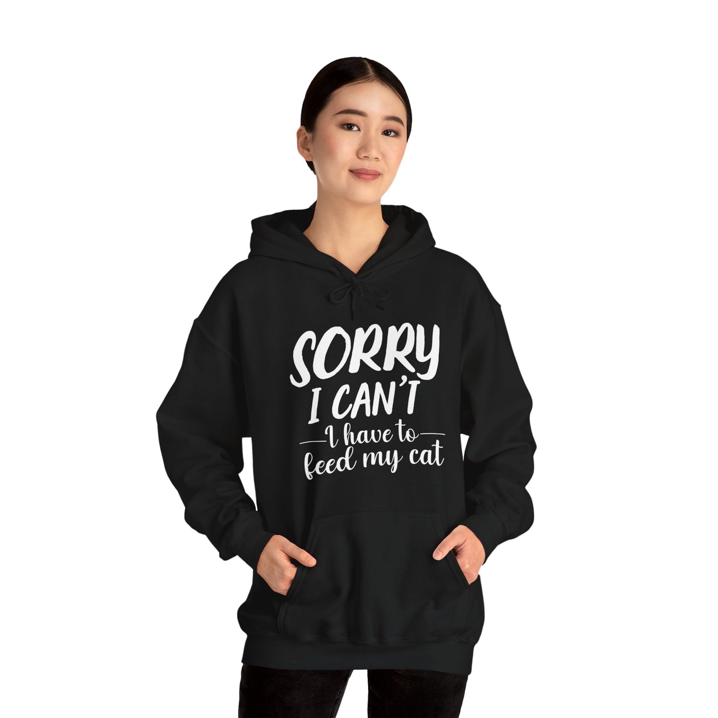 Black Feed My Cat Hooded Sweatshirt Unisex