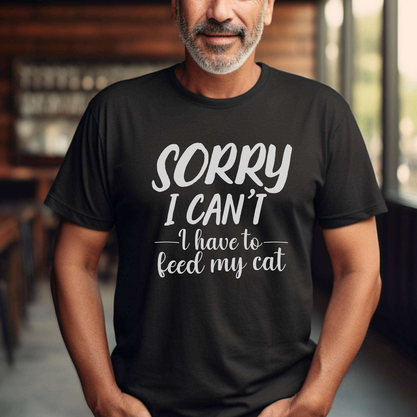 Black Feed My Cat T-Shirt Unisex Crew Neck