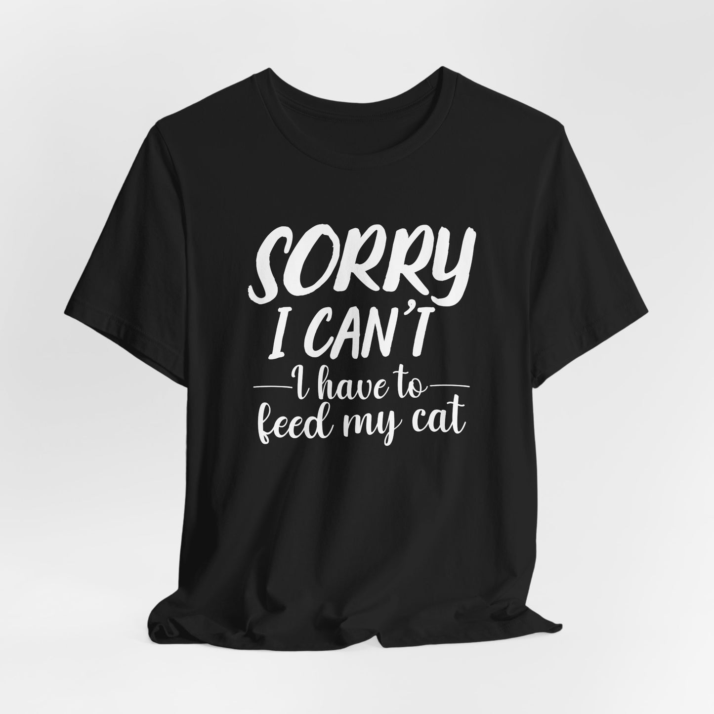 Black Feed My Cat T-Shirt Unisex Crew Neck