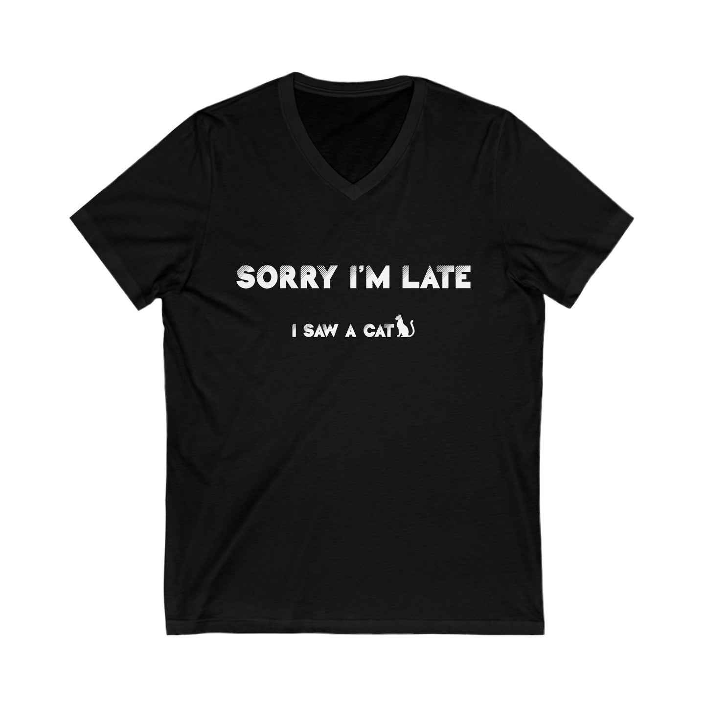 Black I Saw A Cat V-Neck Unisex T-Shirt
