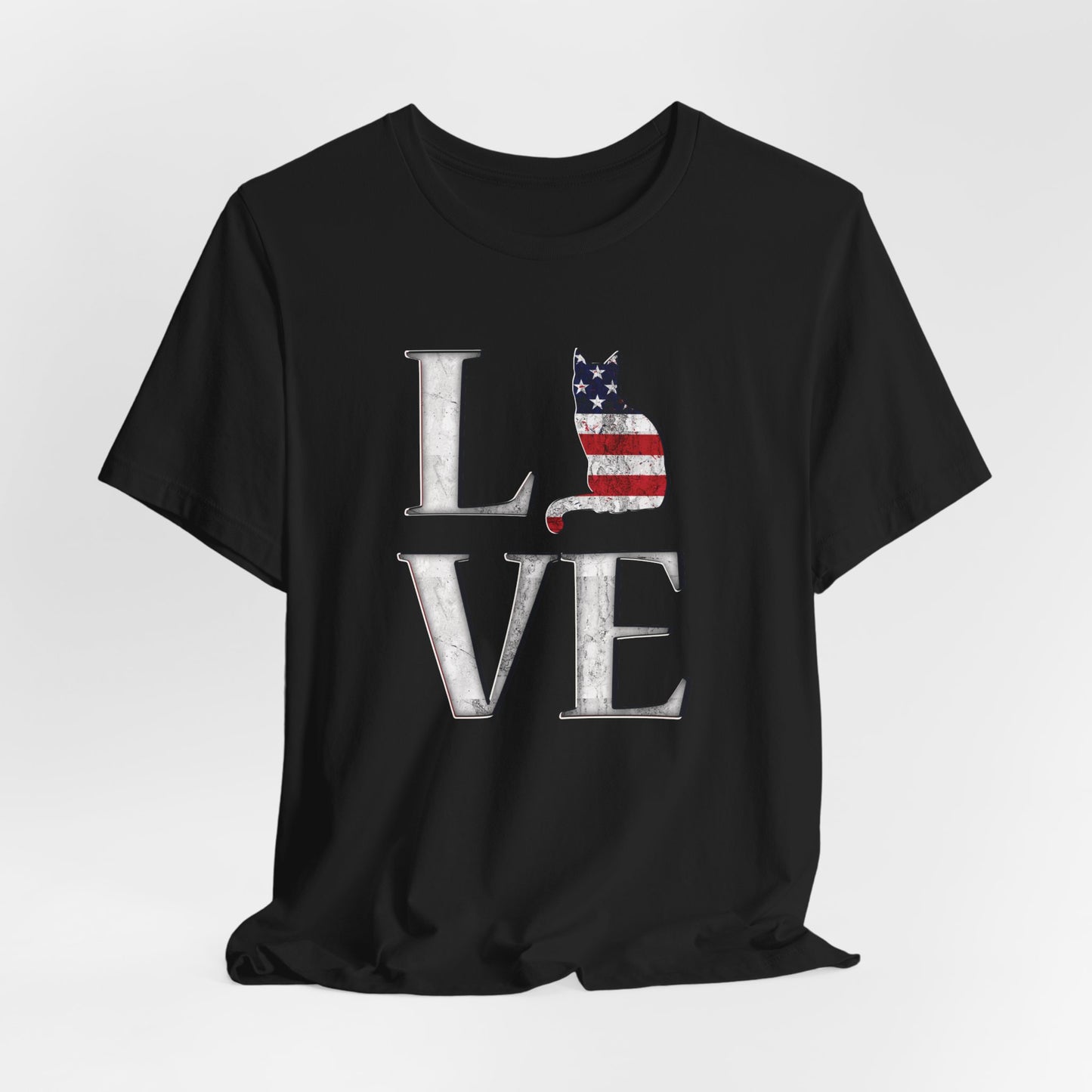 Black Love USA T-Shirt Cat Themed Unisex