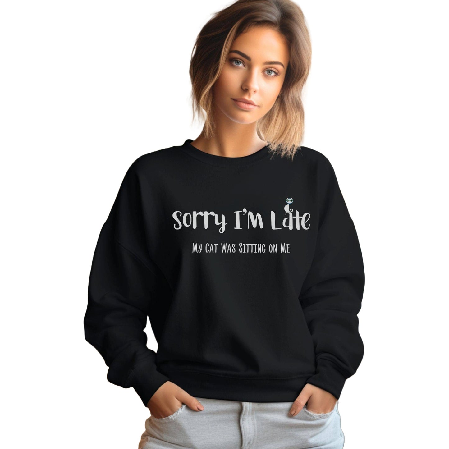 Black My Cat Was Sitting On Me Unisex Crewneck Sweatshirt