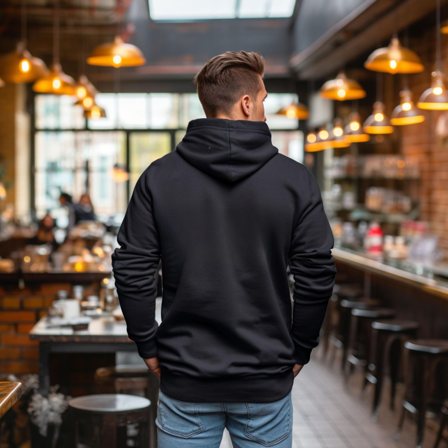 Black OCD Cat Themed Unisex Hooded Sweatshirt