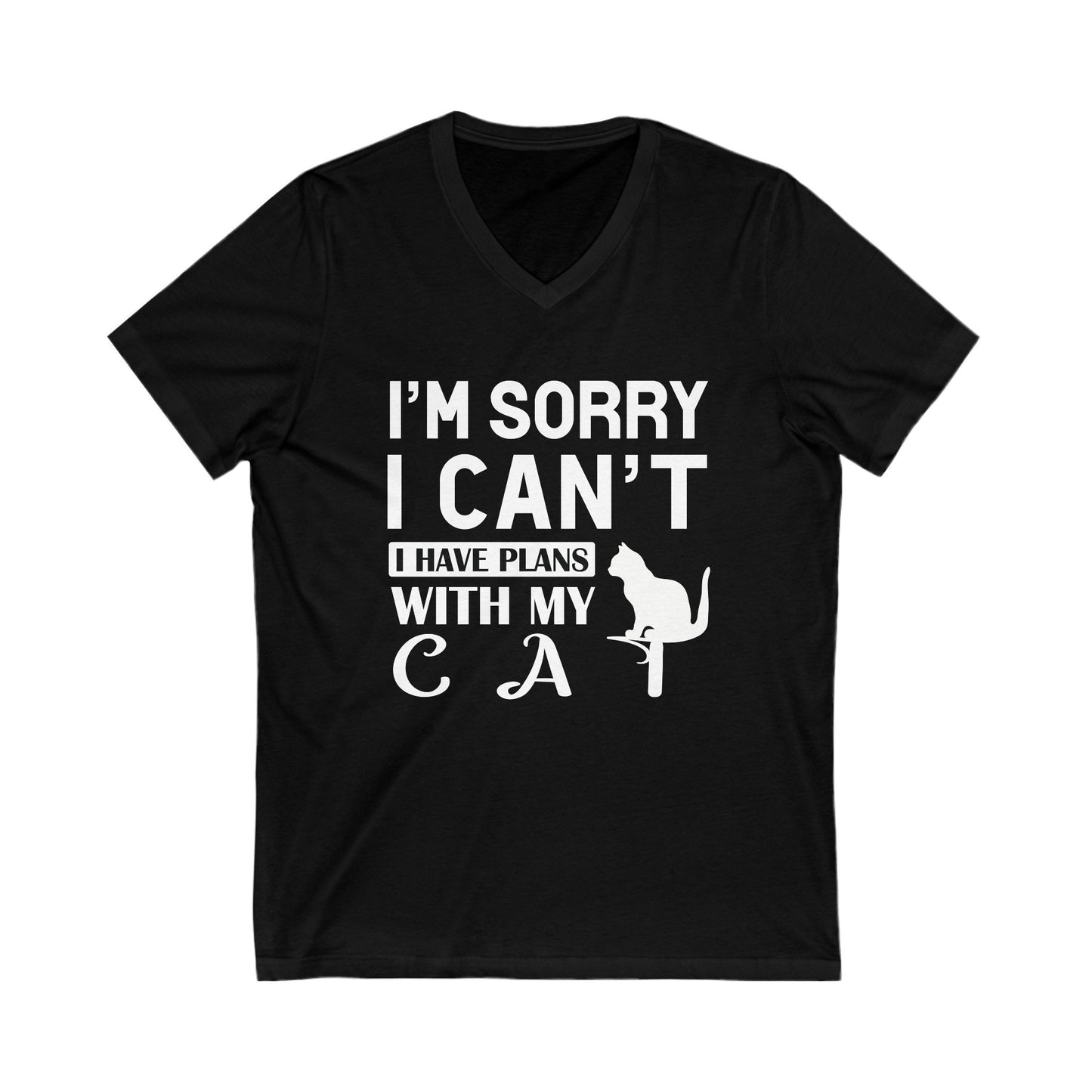 Black Plans With My Cat T-Shirt Unisex V-Neck