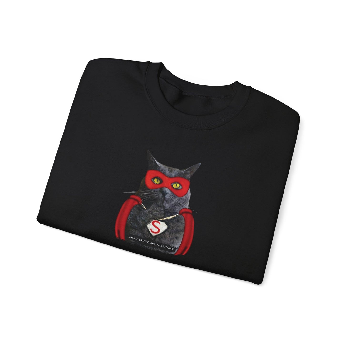 Black Super Cat Crewneck Unisex Sweatshirt