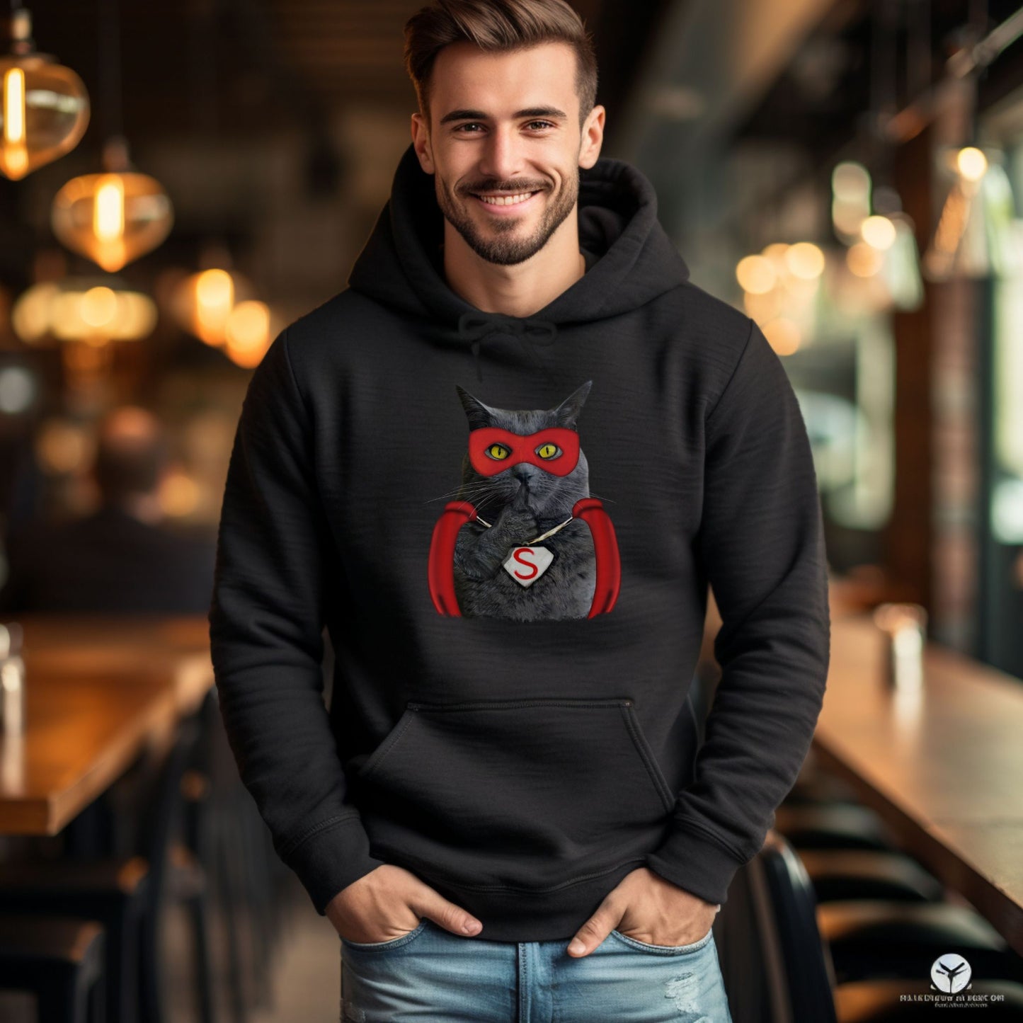 Black Super Cat Hooded Sweatshirt Unisex