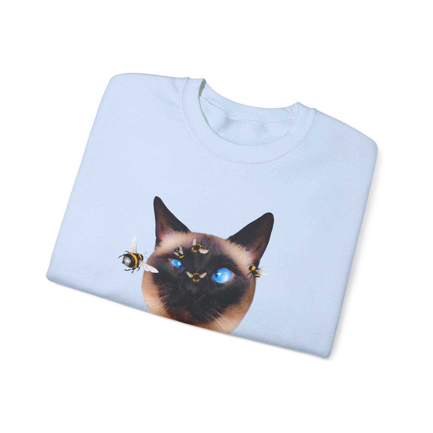 Pale Blue Buzz Off Cat Themed Crewneck Unisex Sweatshirt