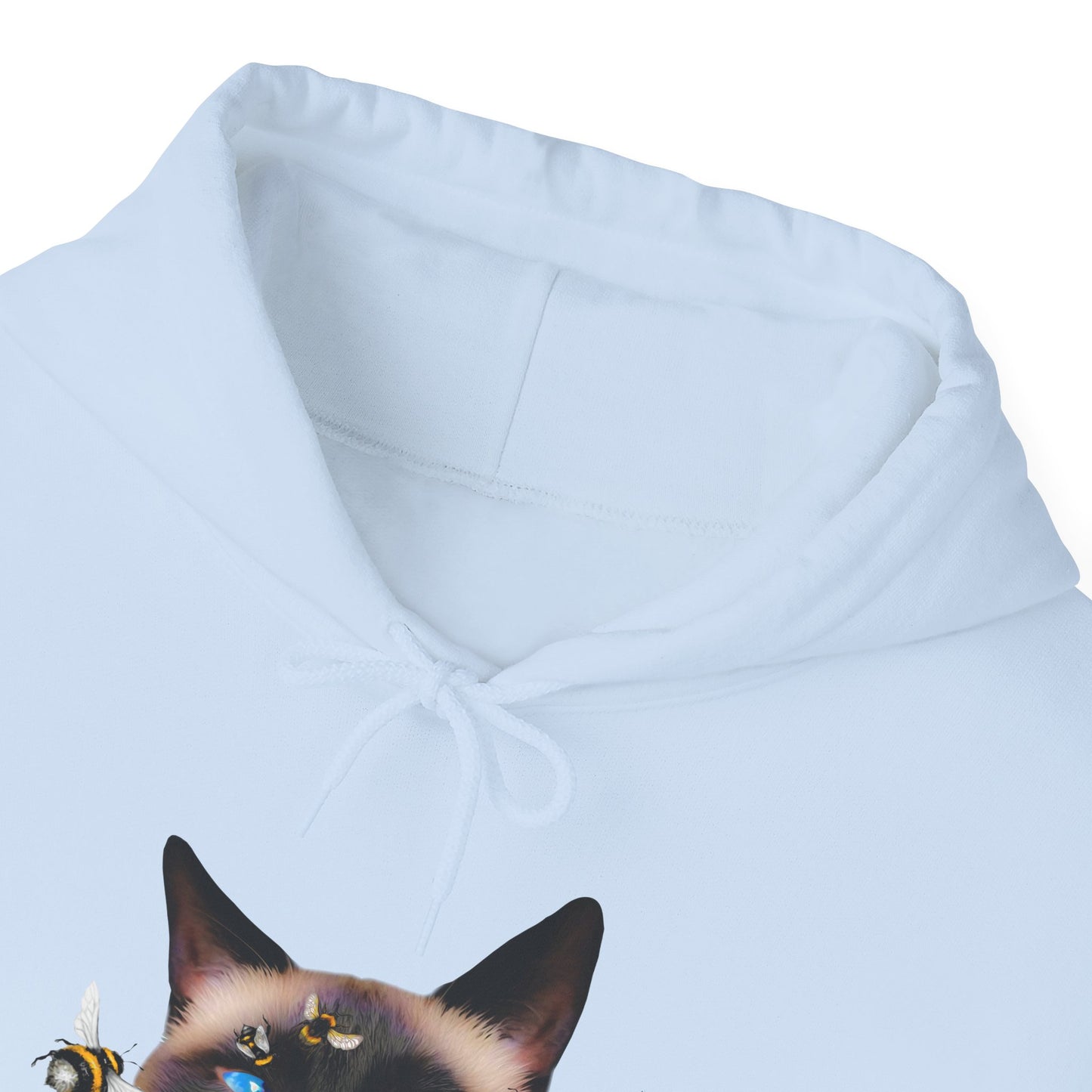 Pale Blue Buzz Off Cat Themed Hooded Sweatshirt Unisex