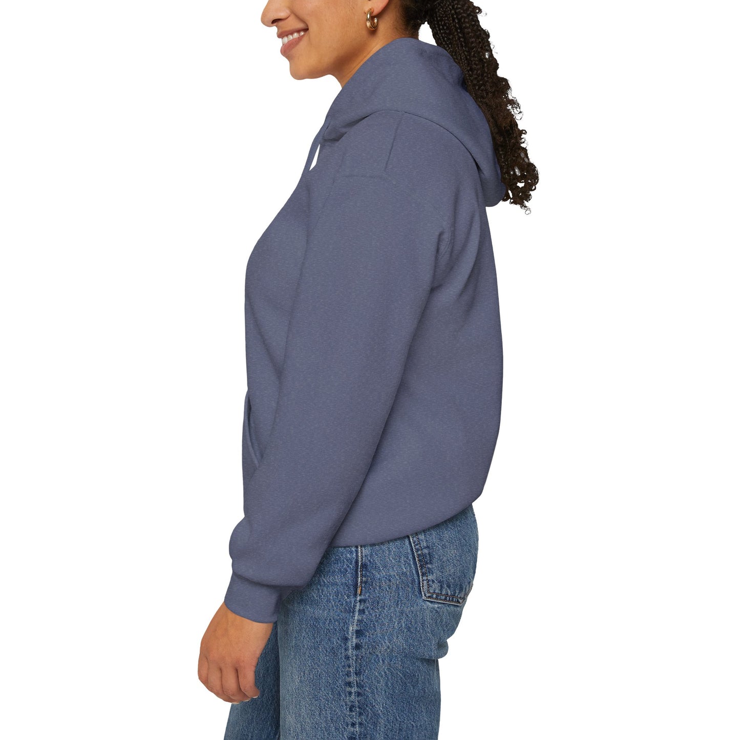Heather Navy Cat Themed Love USA Hooded Sweatshirt Unisex