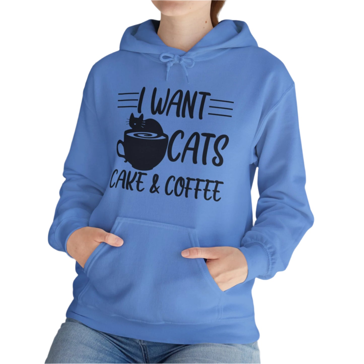 Carolina Blue Cats Cake & Coffee Hooded Sweater Unisex