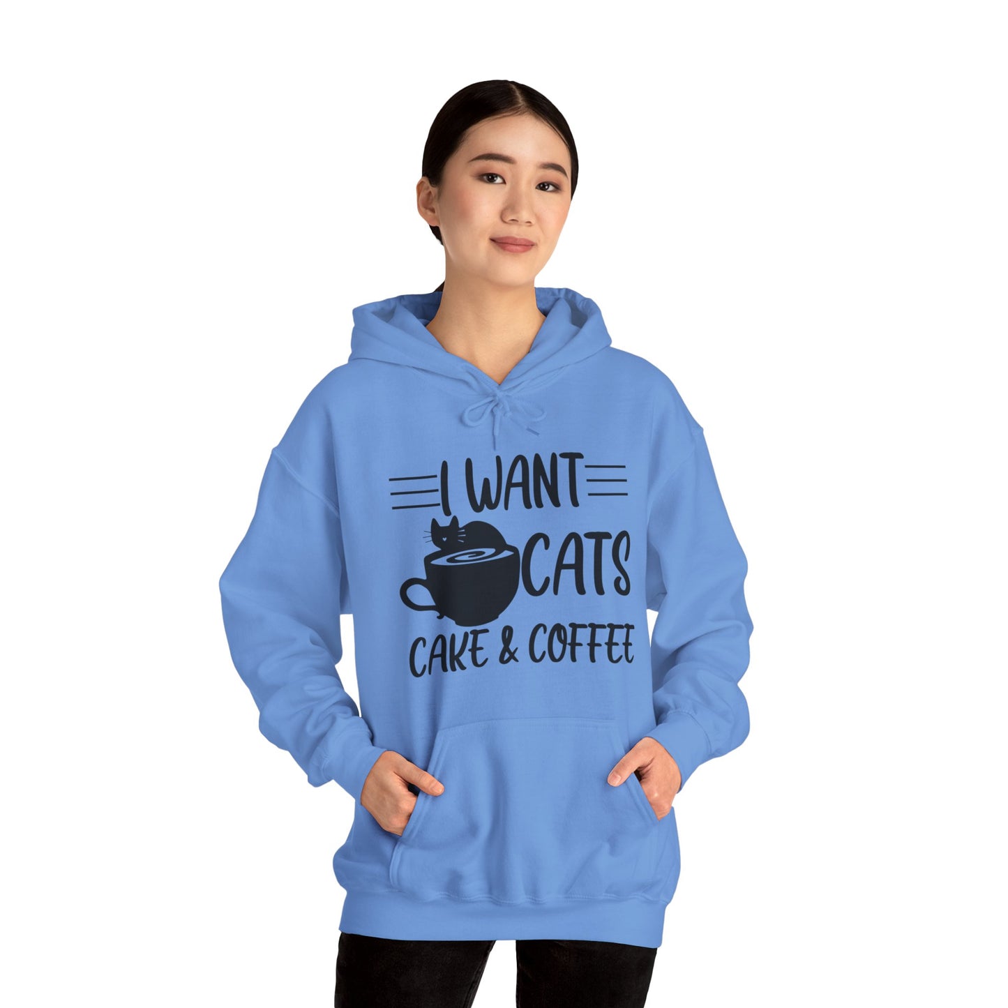 Carolina Blue Cats Cake & Coffee Hooded Sweater Unisex