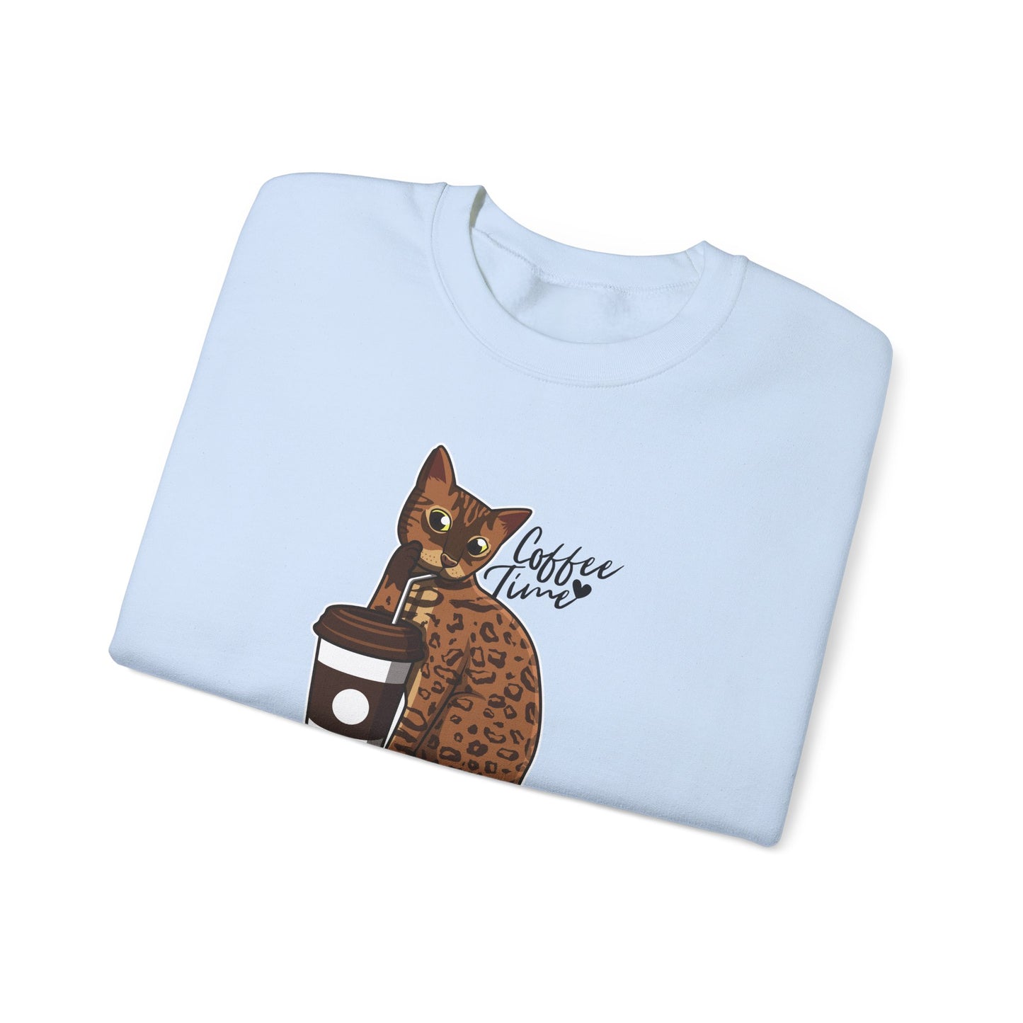 Pale Blue Drinking Bengal Cat Unisex Sweatshirt