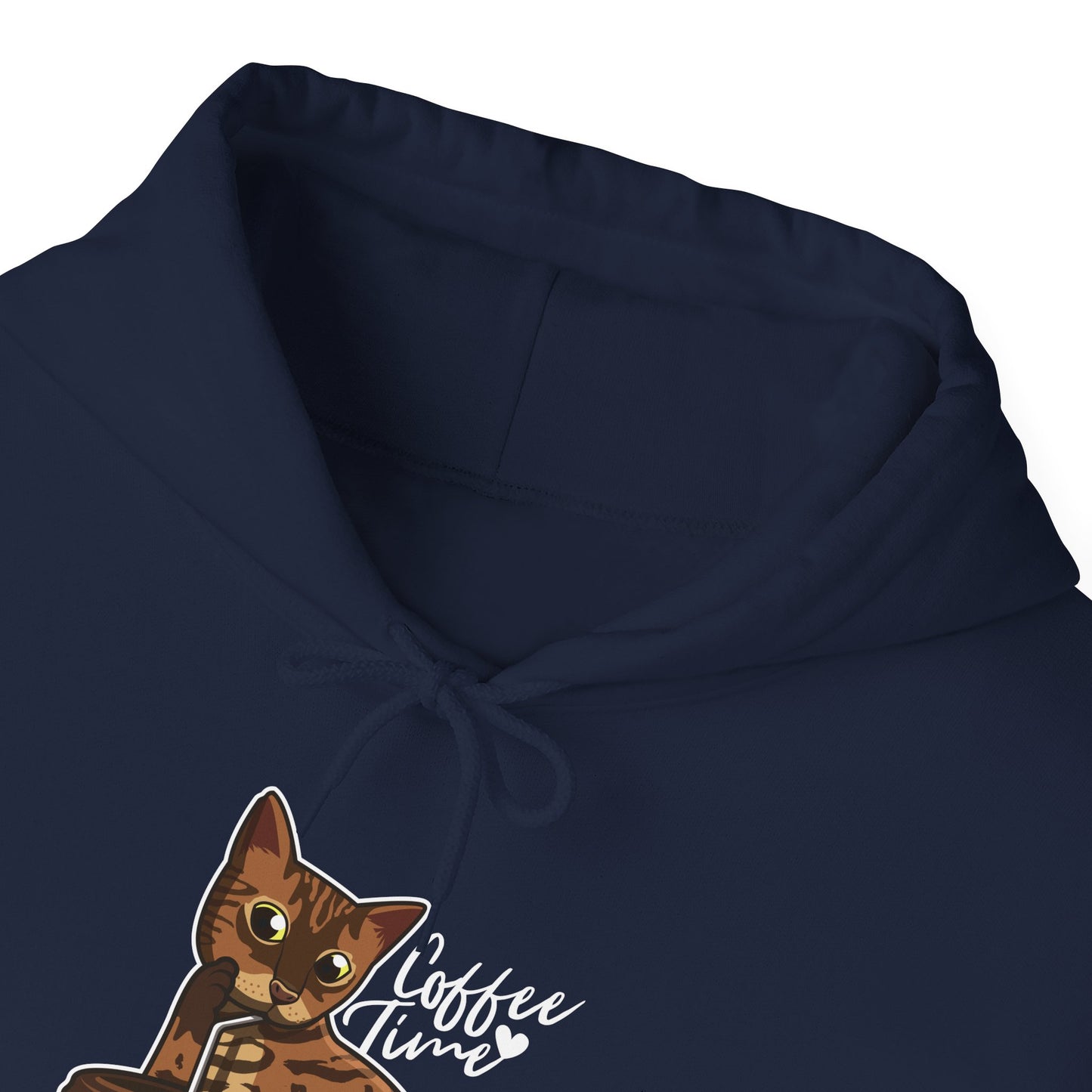 Navy Drinking Cat Hooded Sweatshirt Unisex