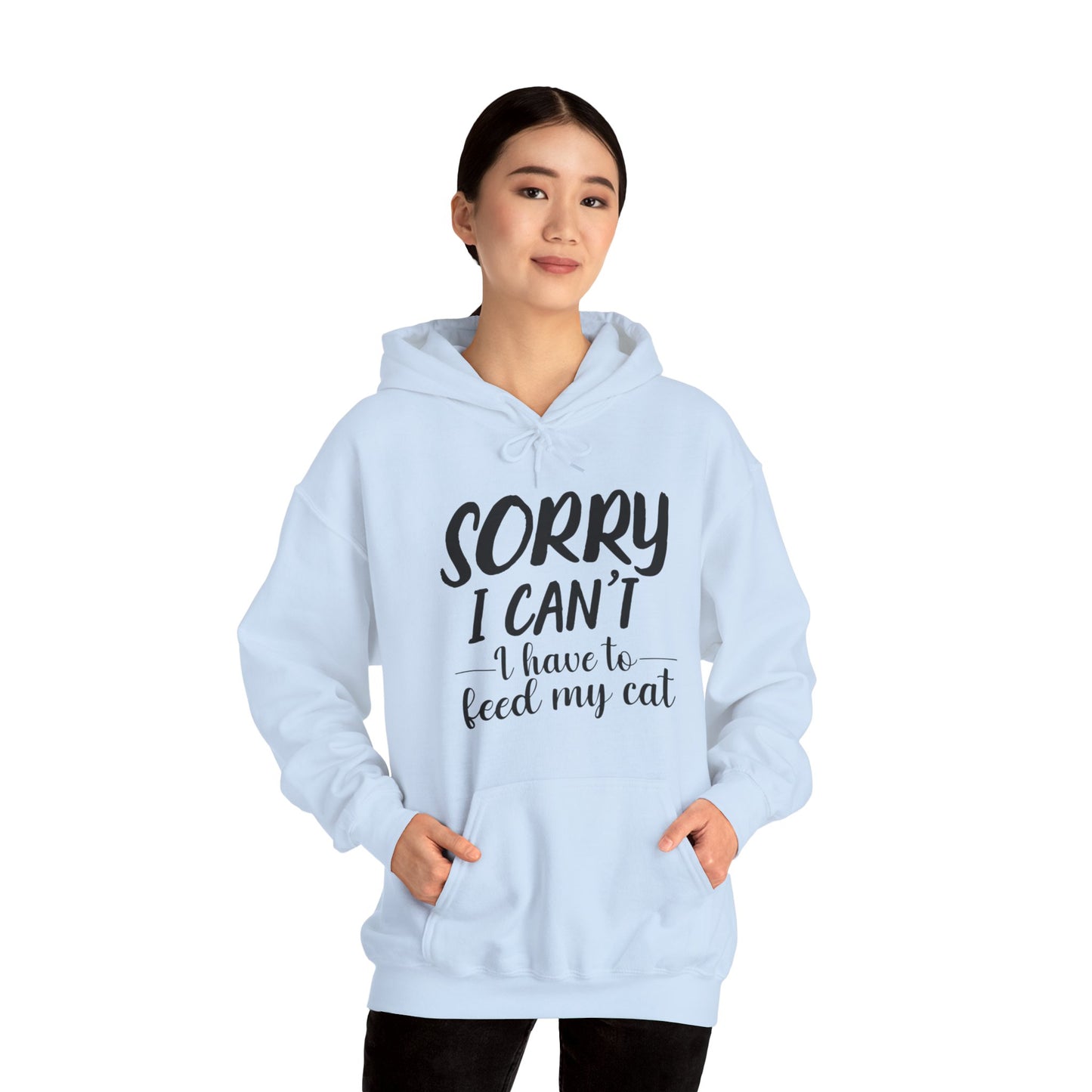 Pale Blue Feed My Cat Hooded Sweatshirt Unisex