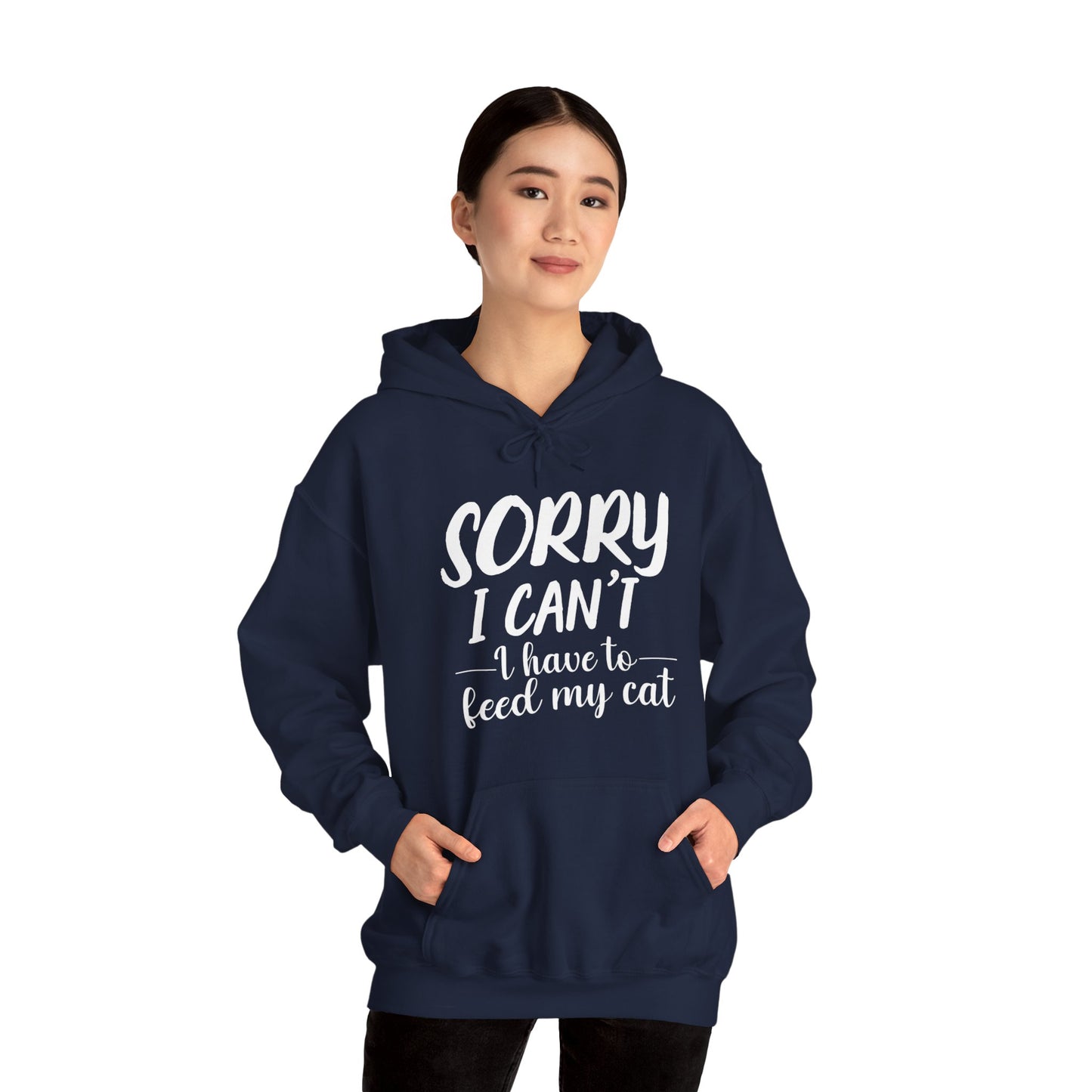 Navy Feed My Cat Hooded Sweatshirt Unisex