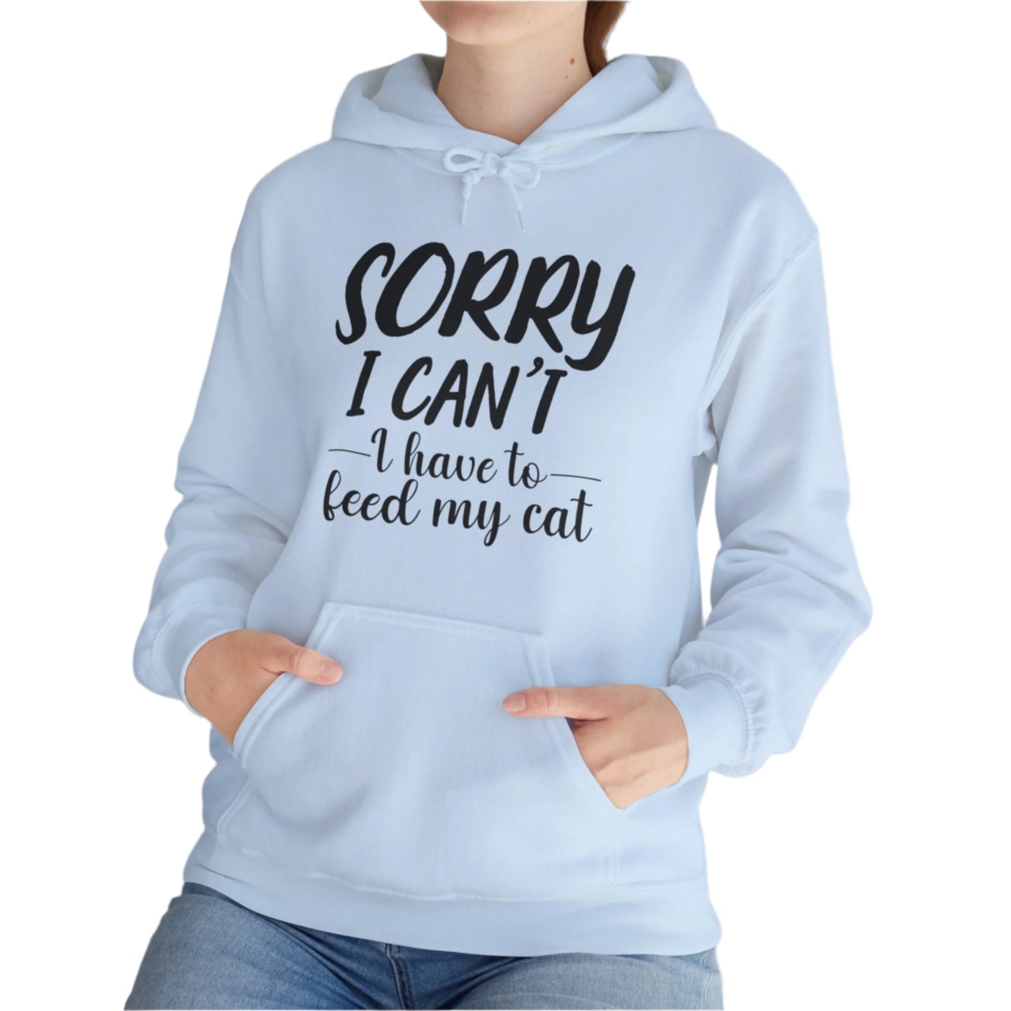 Pale Blue Feed My Cat Hooded Sweatshirt Unisex
