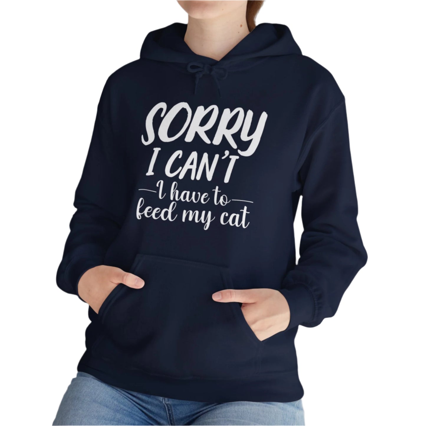 Navy Feed My Cat Hooded Sweatshirt Unisex
