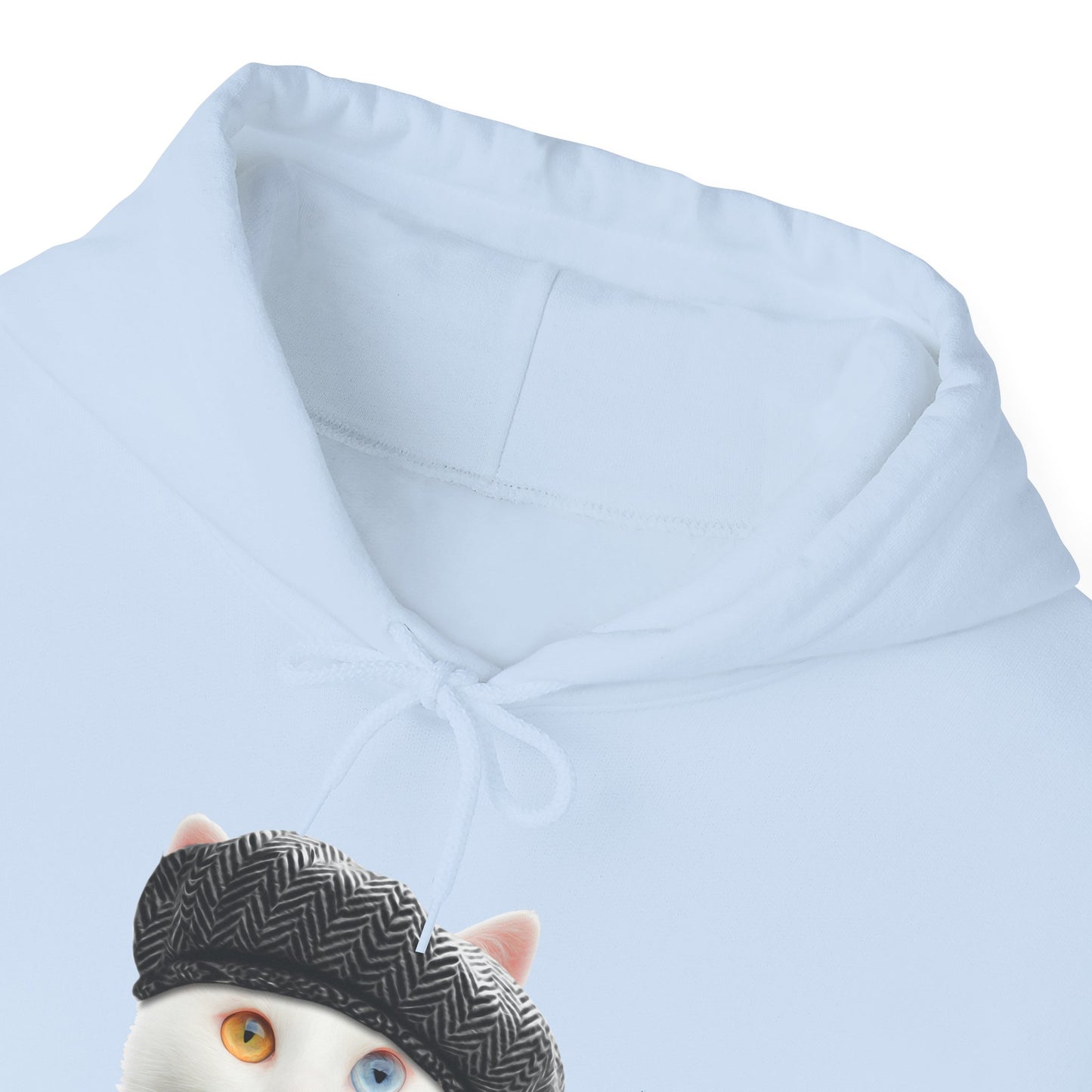 Pale Blue Headphones Cat Themed Hooded Sweatshirt Unisex