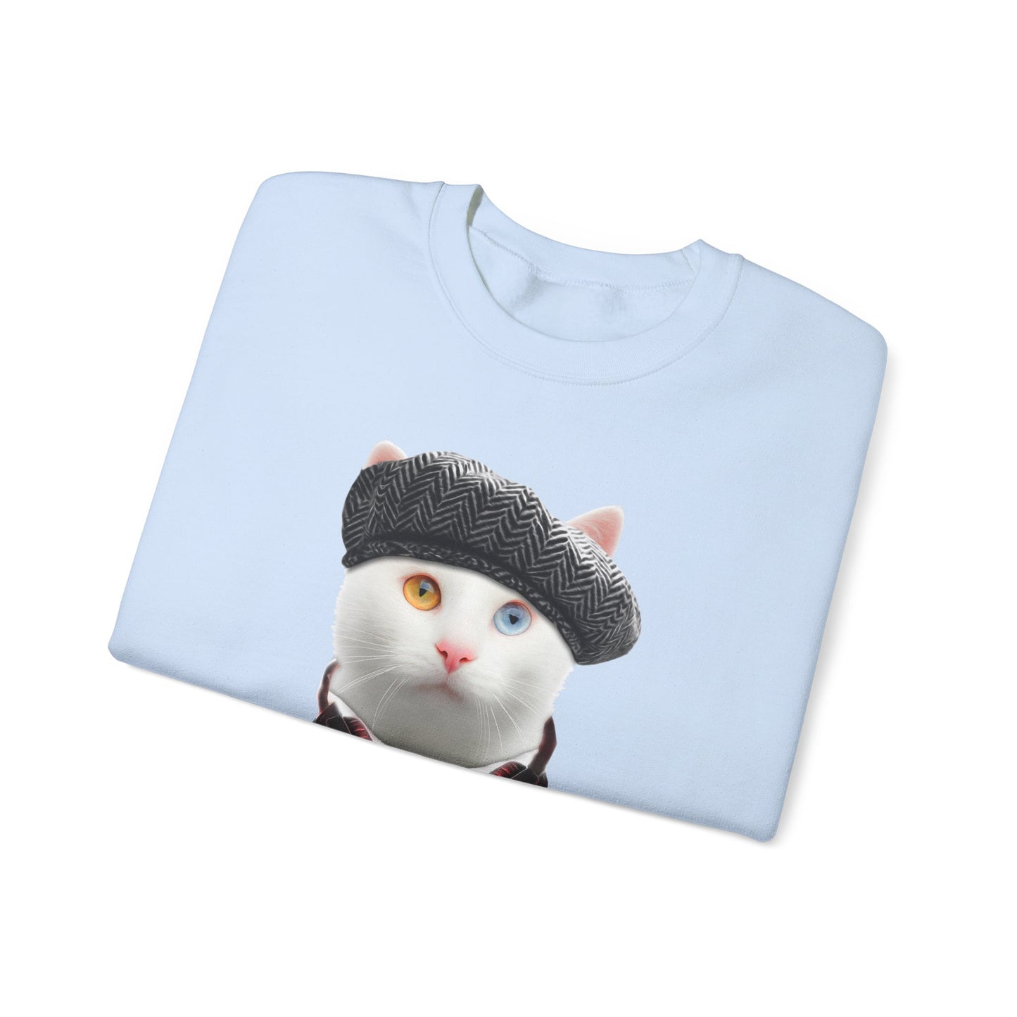 Pale Blue Headphones Crewneck Cat Themed Unisex Sweatshirt