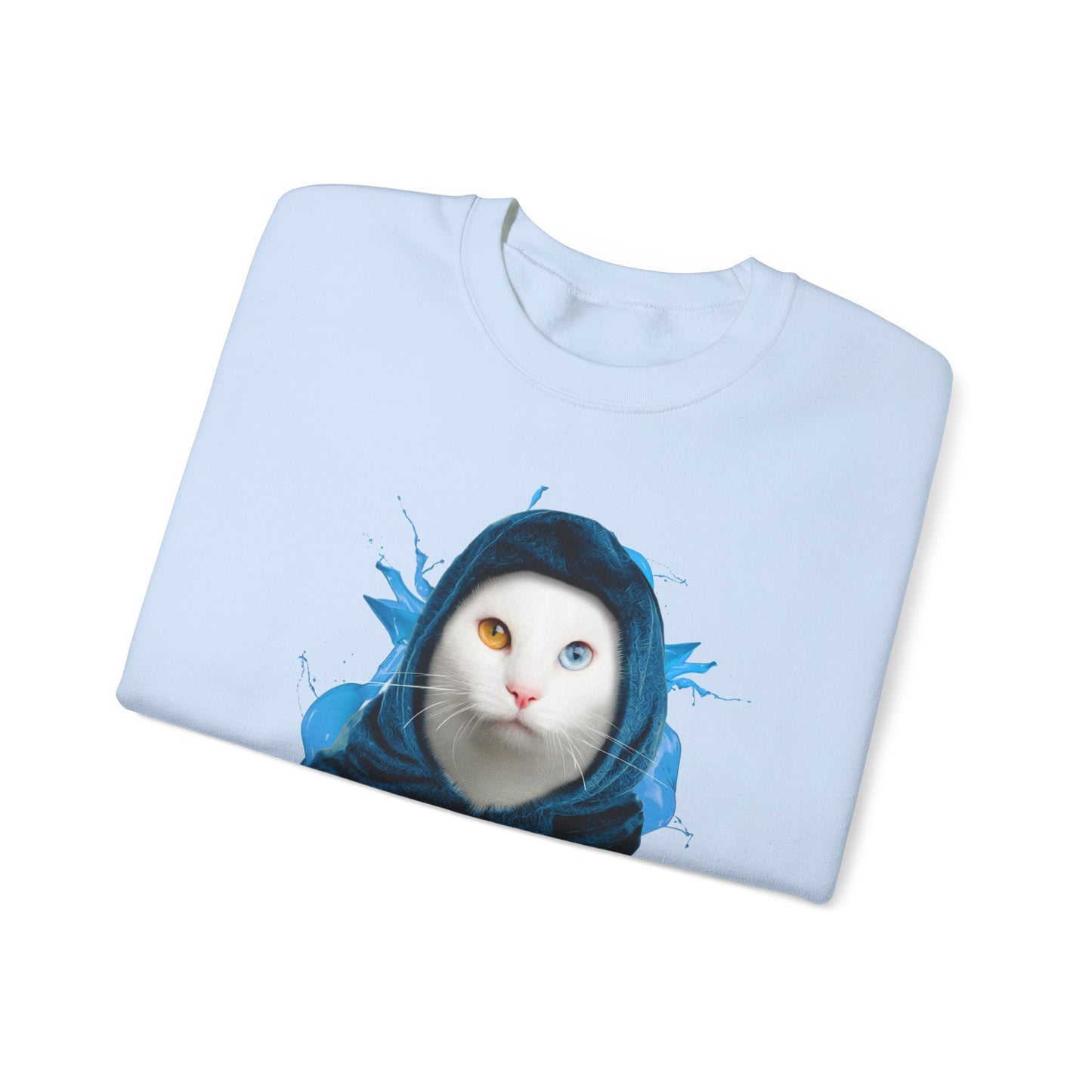 Pale Blue Headscarf Cat Themed Crewneck Unisex Sweatshirt