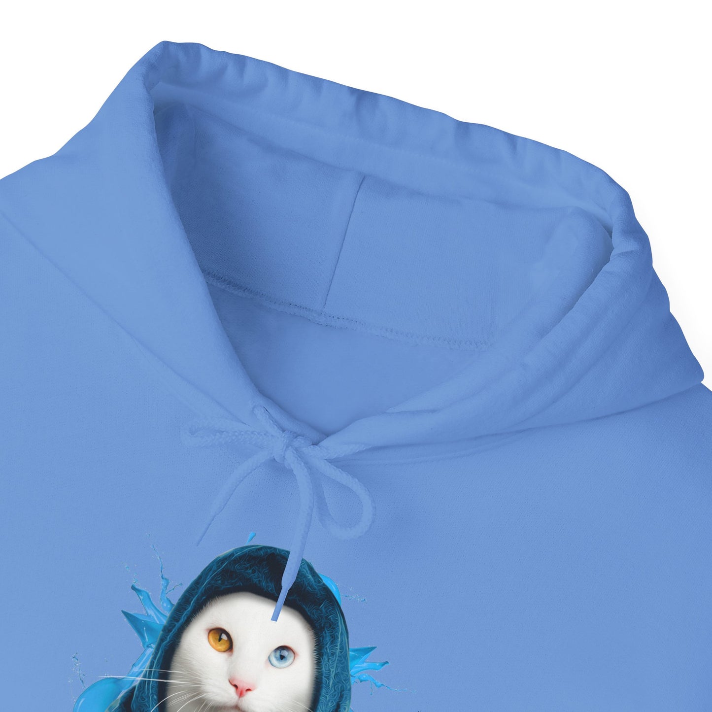 Carolina Blue Headscarf Cat Themed Hooded Sweatshirt Unisex