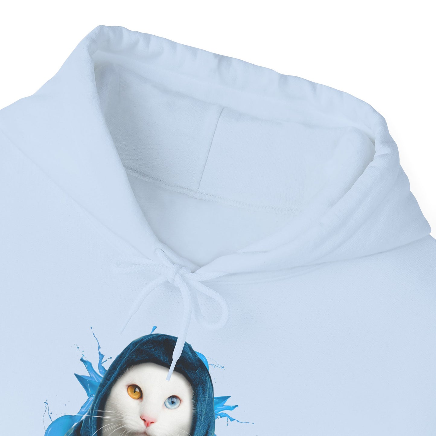 Pale Blue Headscarf Cat Themed Hooded Sweatshirt Unisex