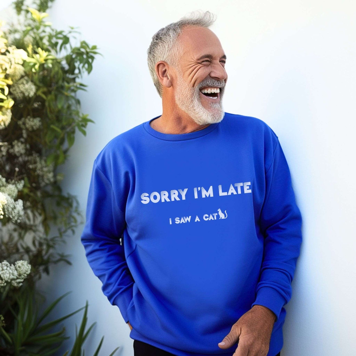 Royal Blue I Saw A Cat sweatshirt Unisex Crewneck