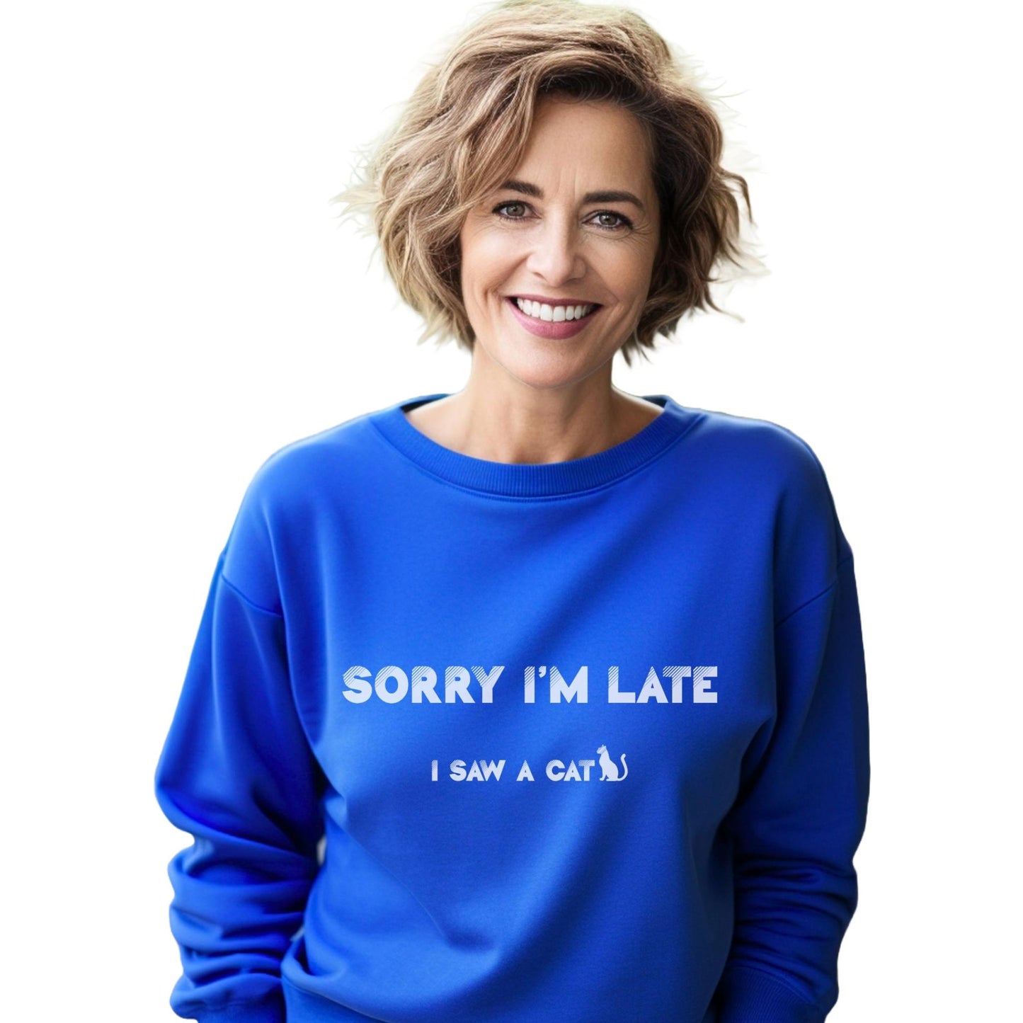 Royal Blue I Saw A Cat sweatshirt Unisex Crewneck