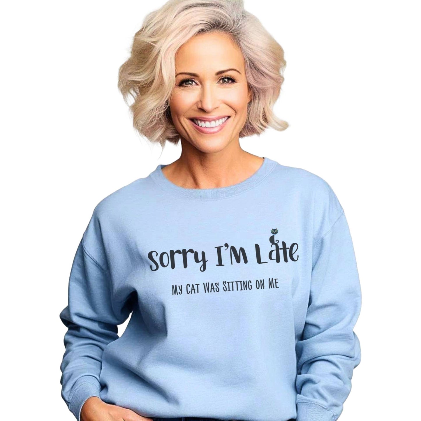 Pale Blue My Cat Was Sitting On Me Unisex Crewneck Sweatshirt