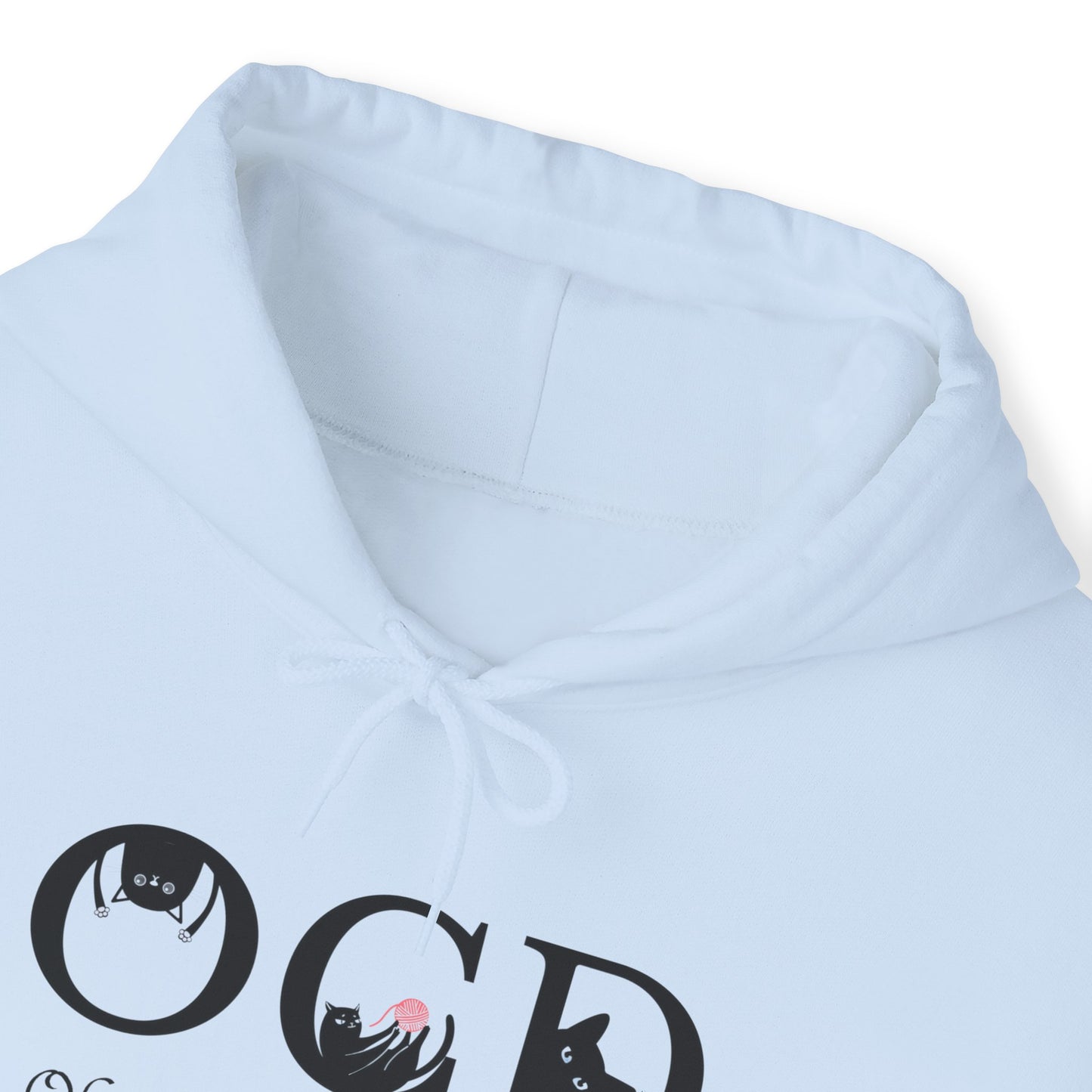 Pale Blue OCD Cat Themed Unisex Hooded Sweatshirt